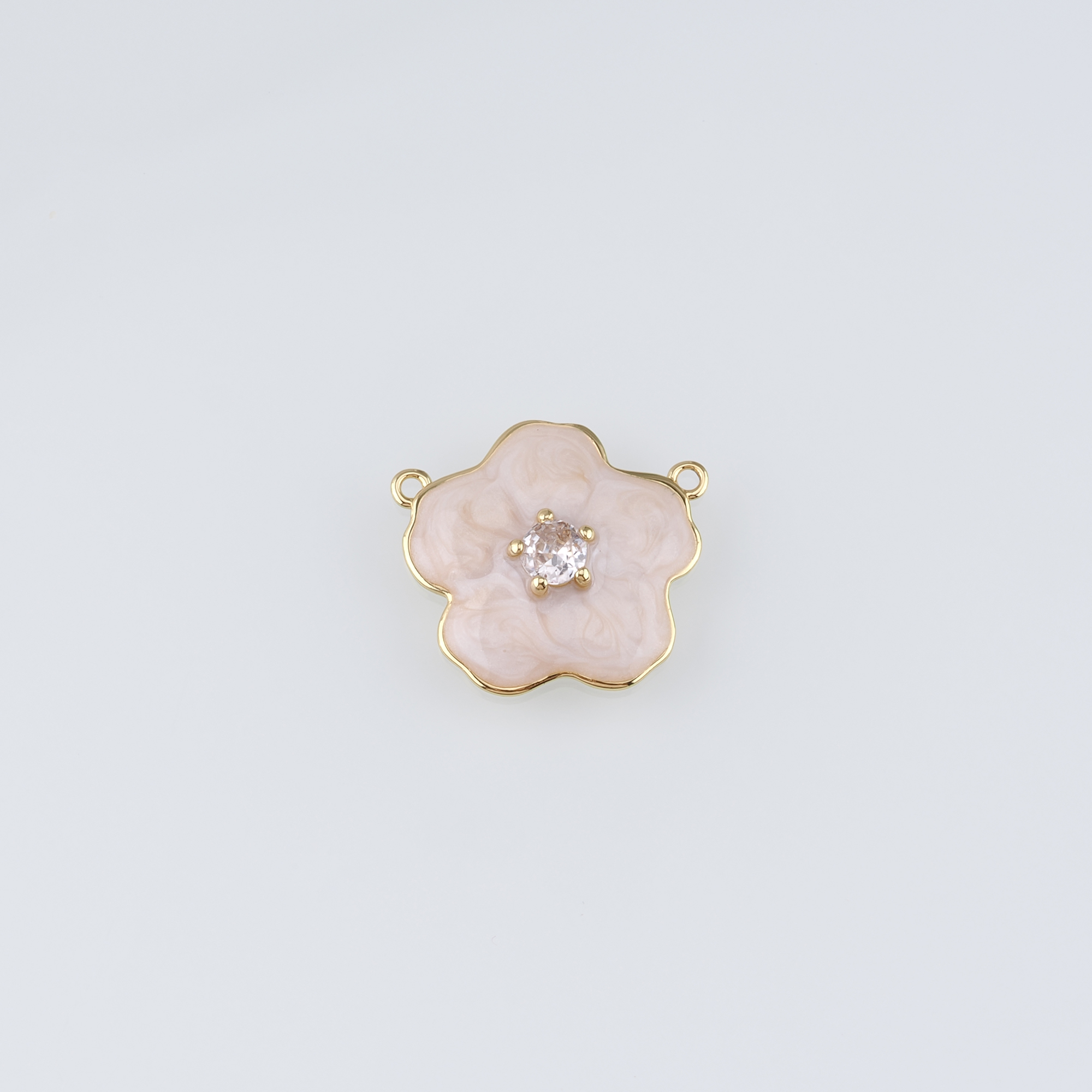 18K Gold Filled Flower Pendant,Enamel Flower Charm Earrings Necklace for DIY Jewelry Making Supply