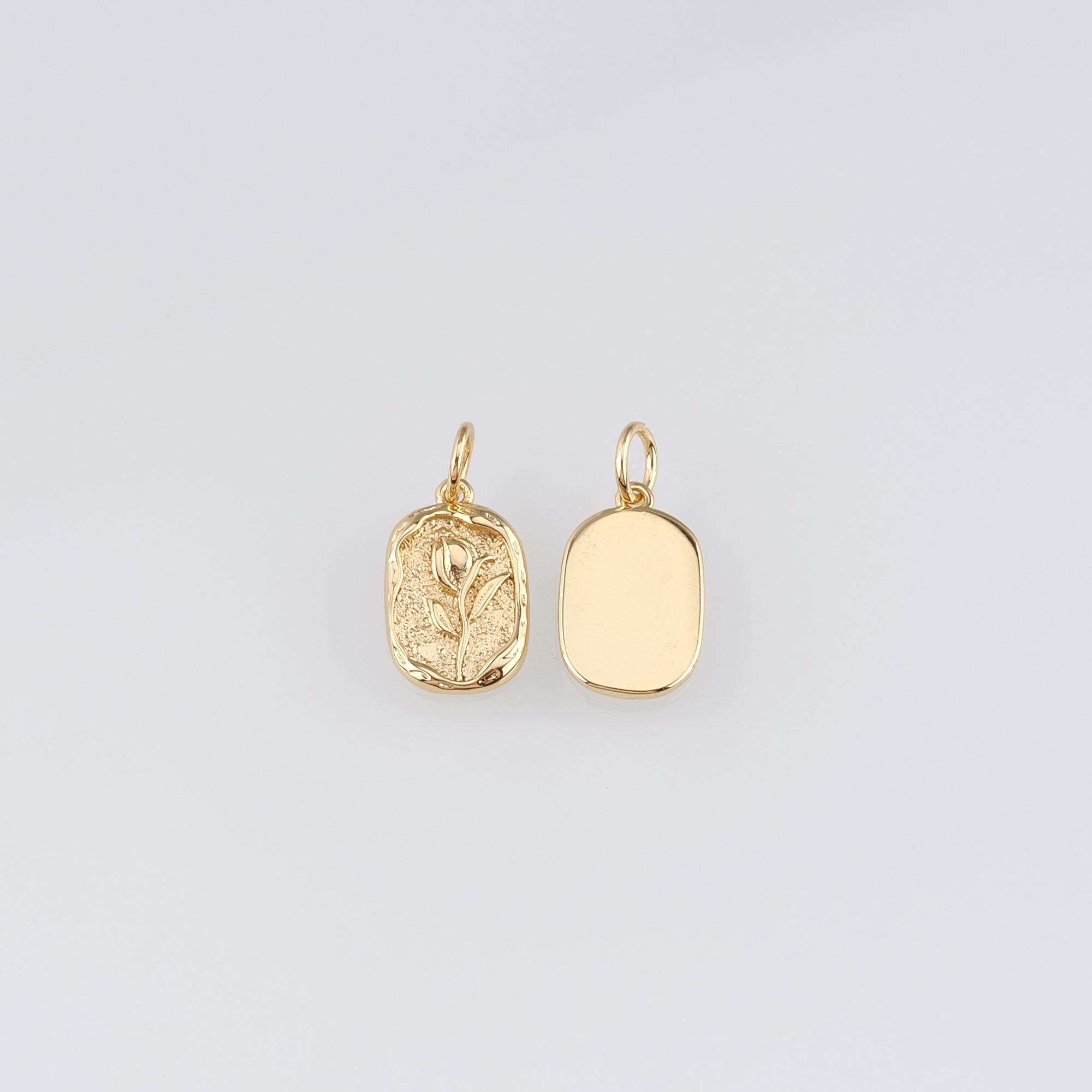 18K Gold Filled Rose Pendant,Dainty Flower Charm Earrings Necklace for DIY Jewelry Making Supply