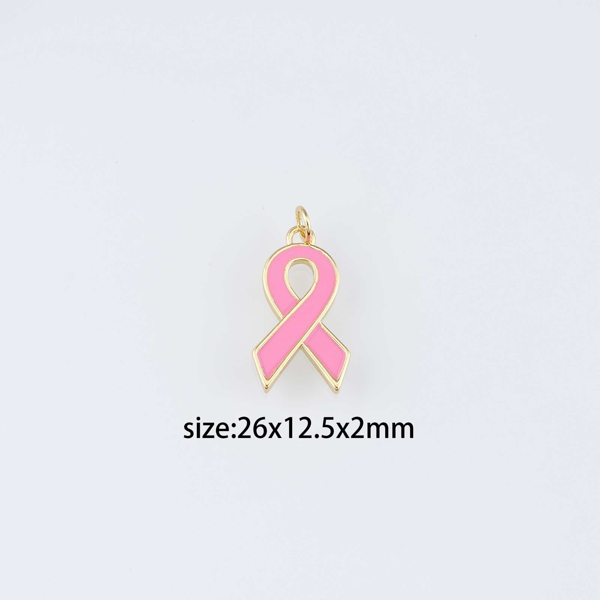 18K Gold Filled Ribbon Pendant,Enamel Awareness Ribbon Charm Earrings Necklace for DIY Jewelry Making Supply