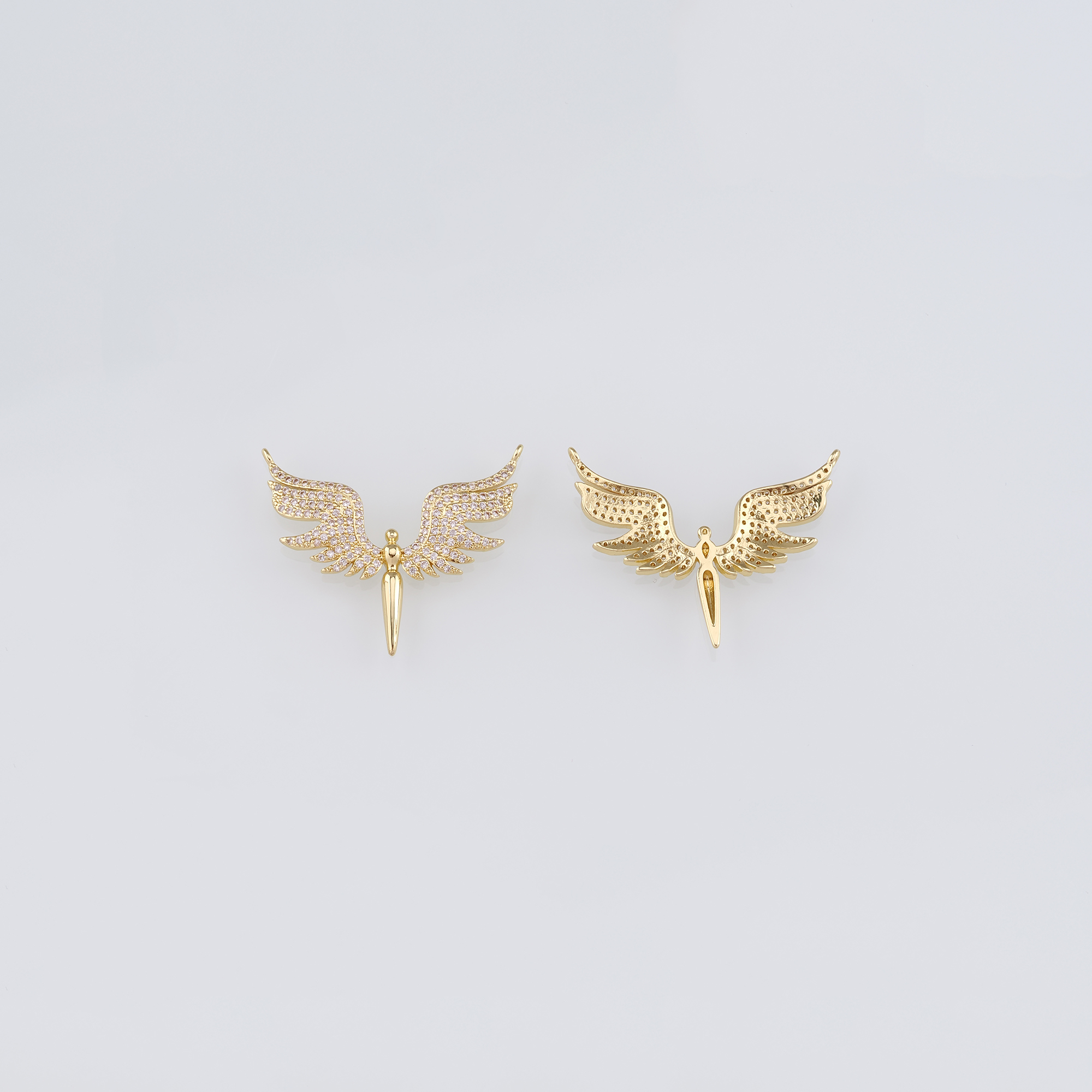 18K Gold Filled Angel Pendant,CZ Micro Pave Angel Charm Earrings Necklace for DIY Jewelry Making Supply