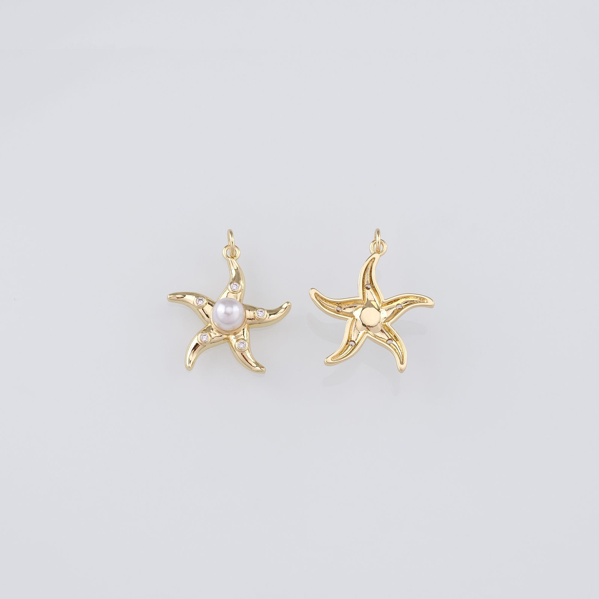 18K Gold Filled Starfish Pendant,CZ Micro Pave Starfish Charm Earrings Necklace for DIY Jewelry Making Supply