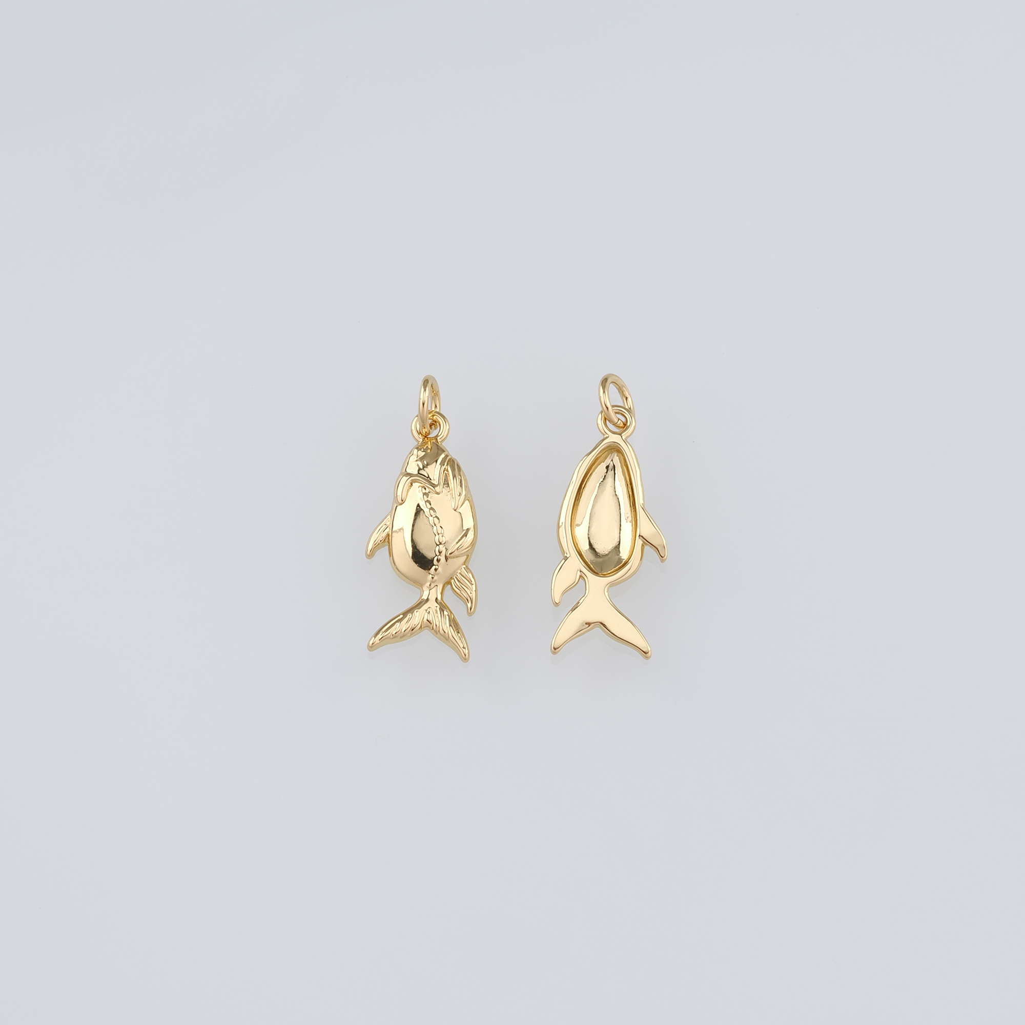 18K Gold Filled Fish Pendant,Dainty Fish Charm Earrings Necklace for DIY Jewelry Making Supply