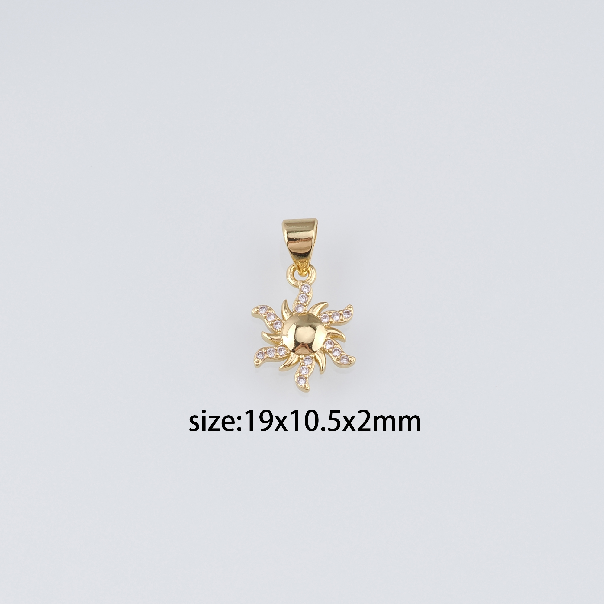 18K Gold Filled Sun Pendant,Celestial Charm Earrings Necklace for DIY Jewelry Making Supply