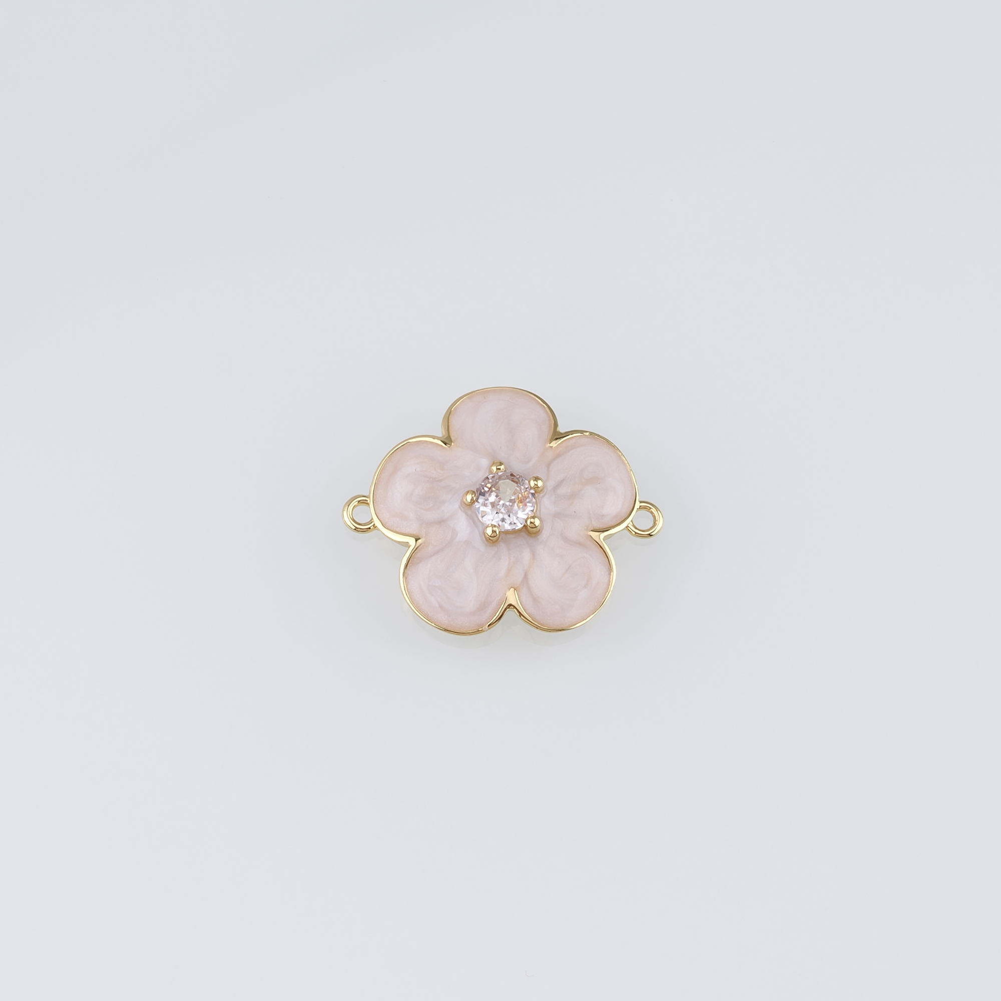 18K Gold Filled Flower Connector,Enamel Floral Charm Necklace Bracelet for DIY Jewelry Making Supply