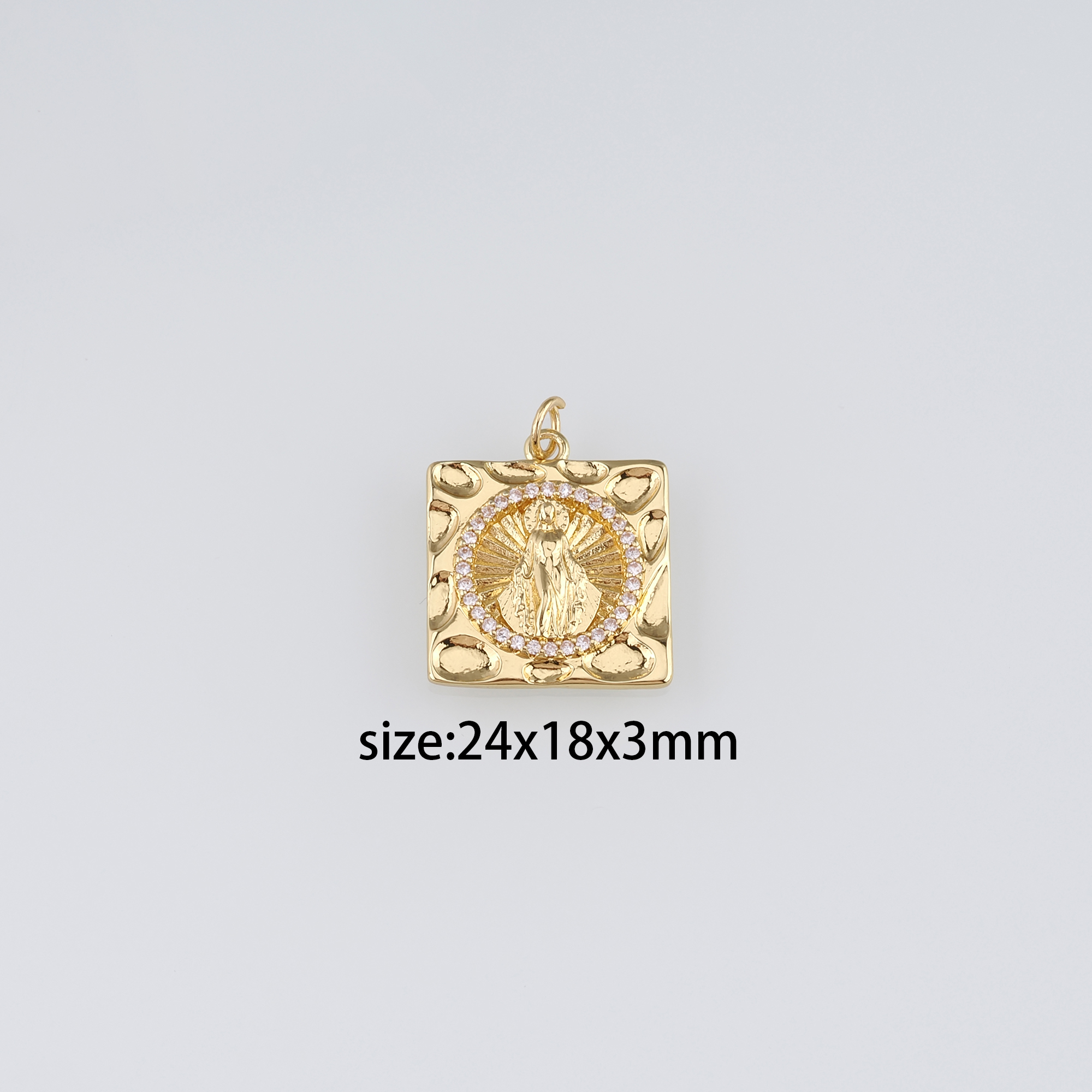 18K Gold Filled Virgin Mary Pendant,CZ Micro Pave Virgin Mary Charm Earrings Necklace for DIY Jewelry Making Supply