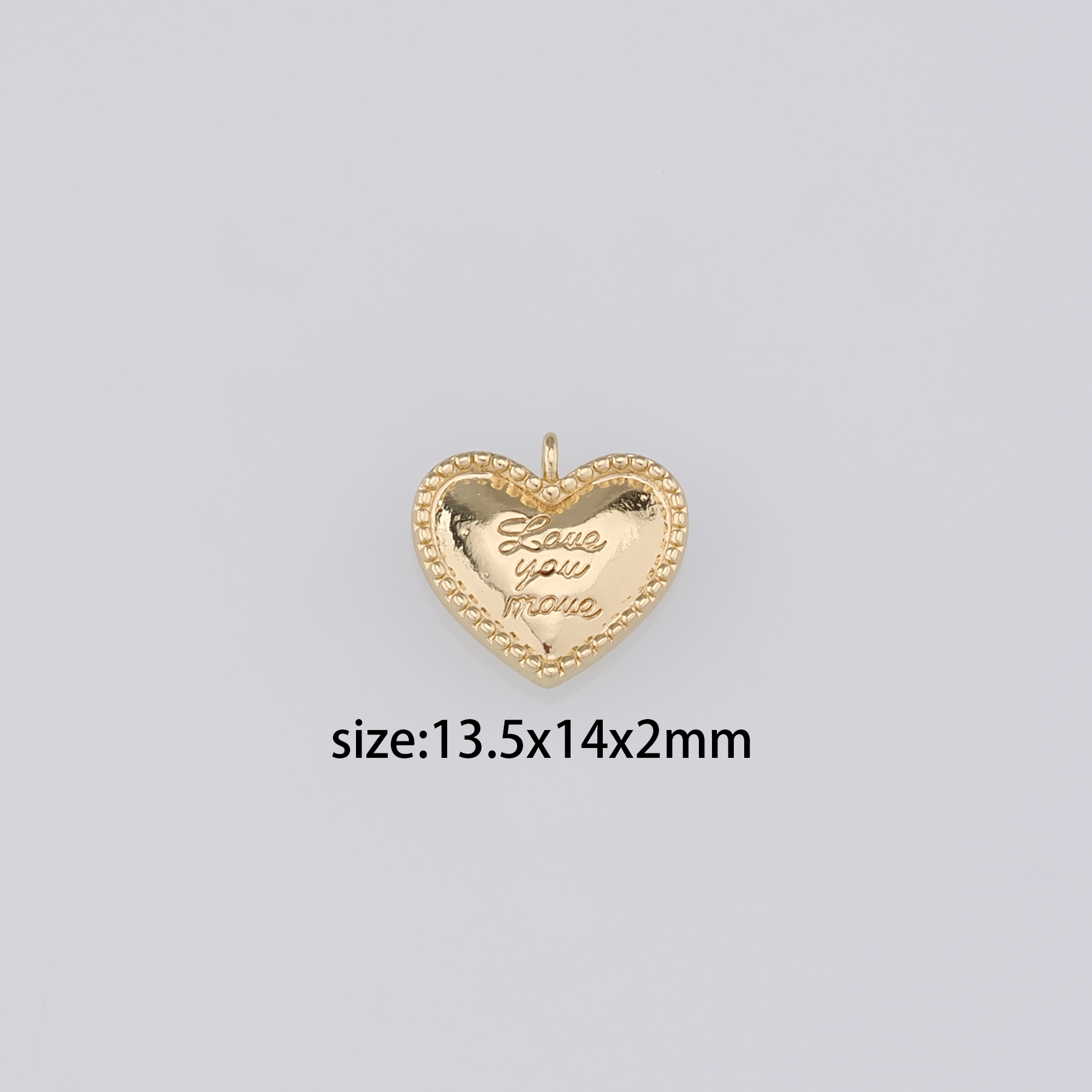 18K Gold Filled Heart Pendant,Love Heart Charm Earrings Necklace for DIY Jewelry Making Supply