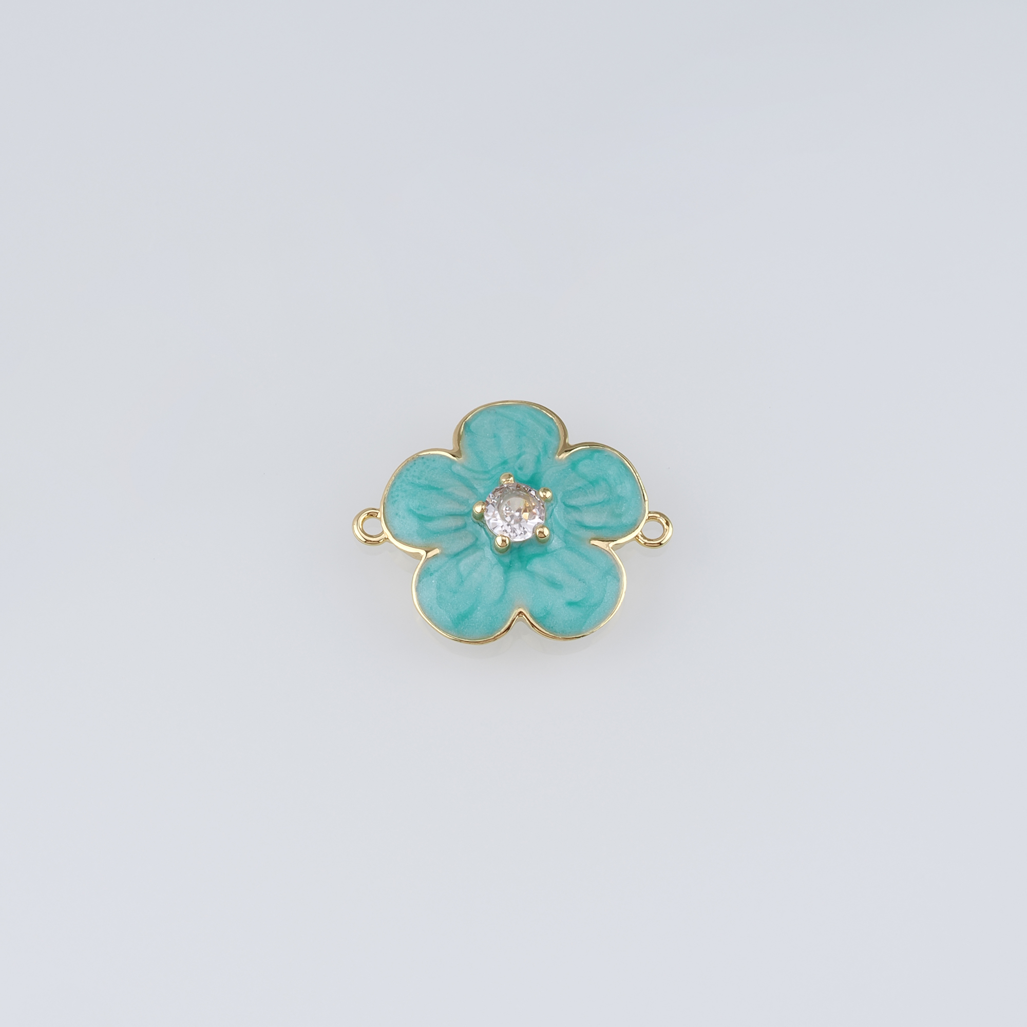 18K Gold Filled Flower Connector,Enamel Floral Charm Necklace Bracelet for DIY Jewelry Making Supply