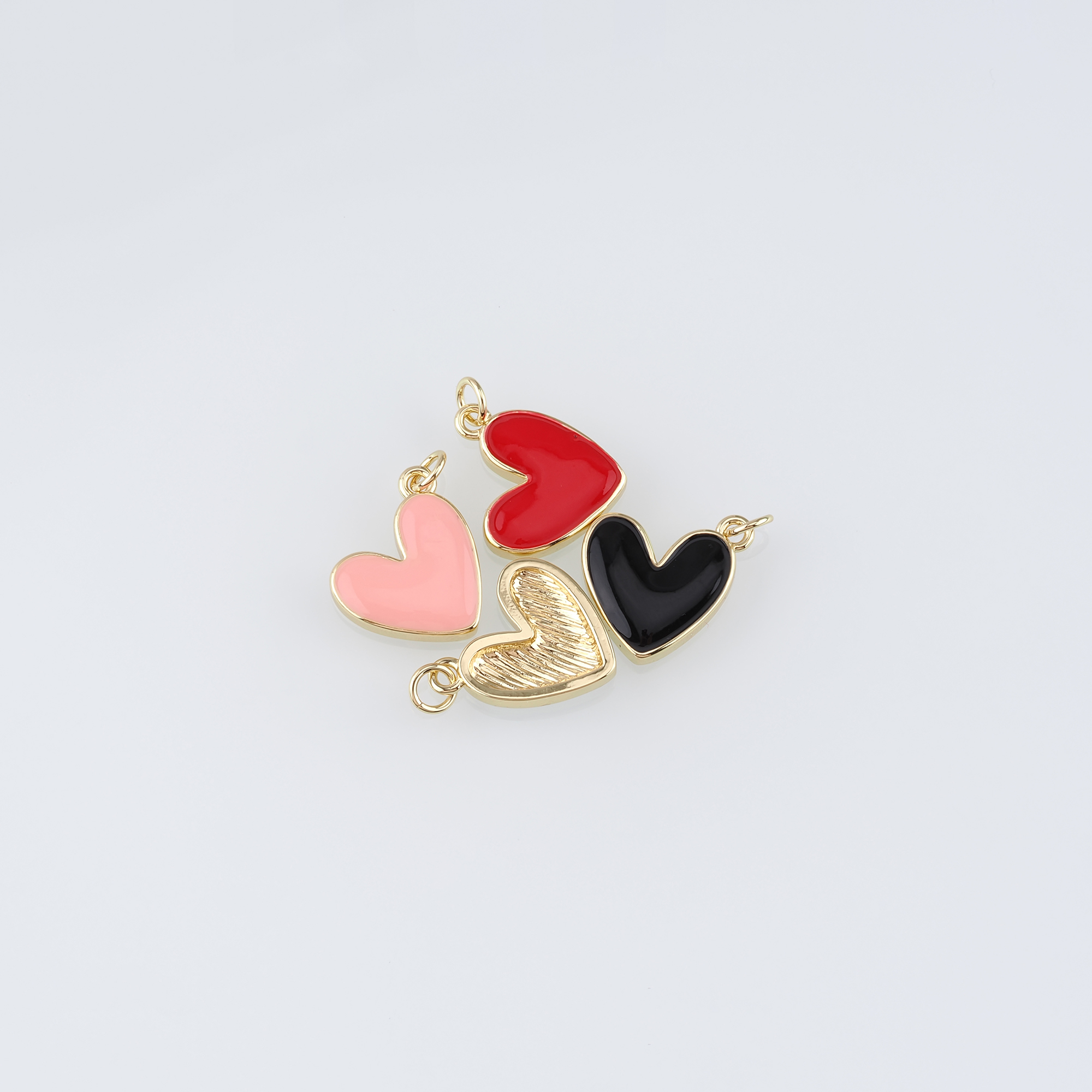 18K Gold Filled Heart Pendant,Enamel Heart Charm Earrings Necklace for DIY Jewelry Making Supply