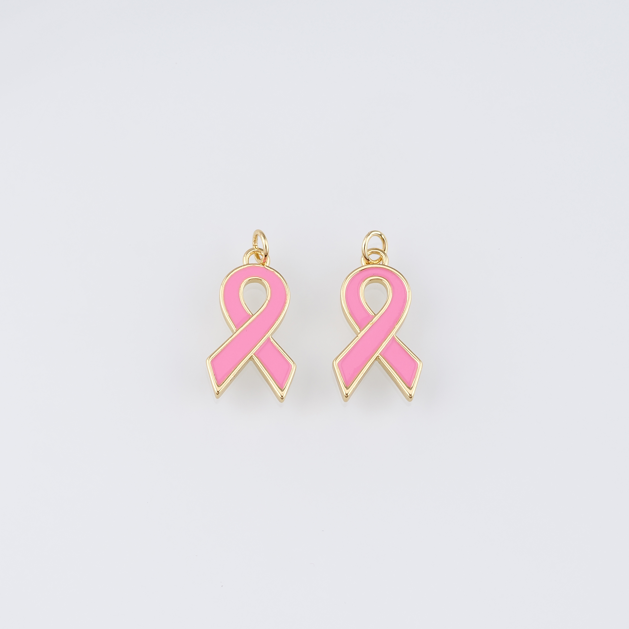 18K Gold Filled Ribbon Pendant,Enamel Awareness Ribbon Charm Earrings Necklace for DIY Jewelry Making Supply