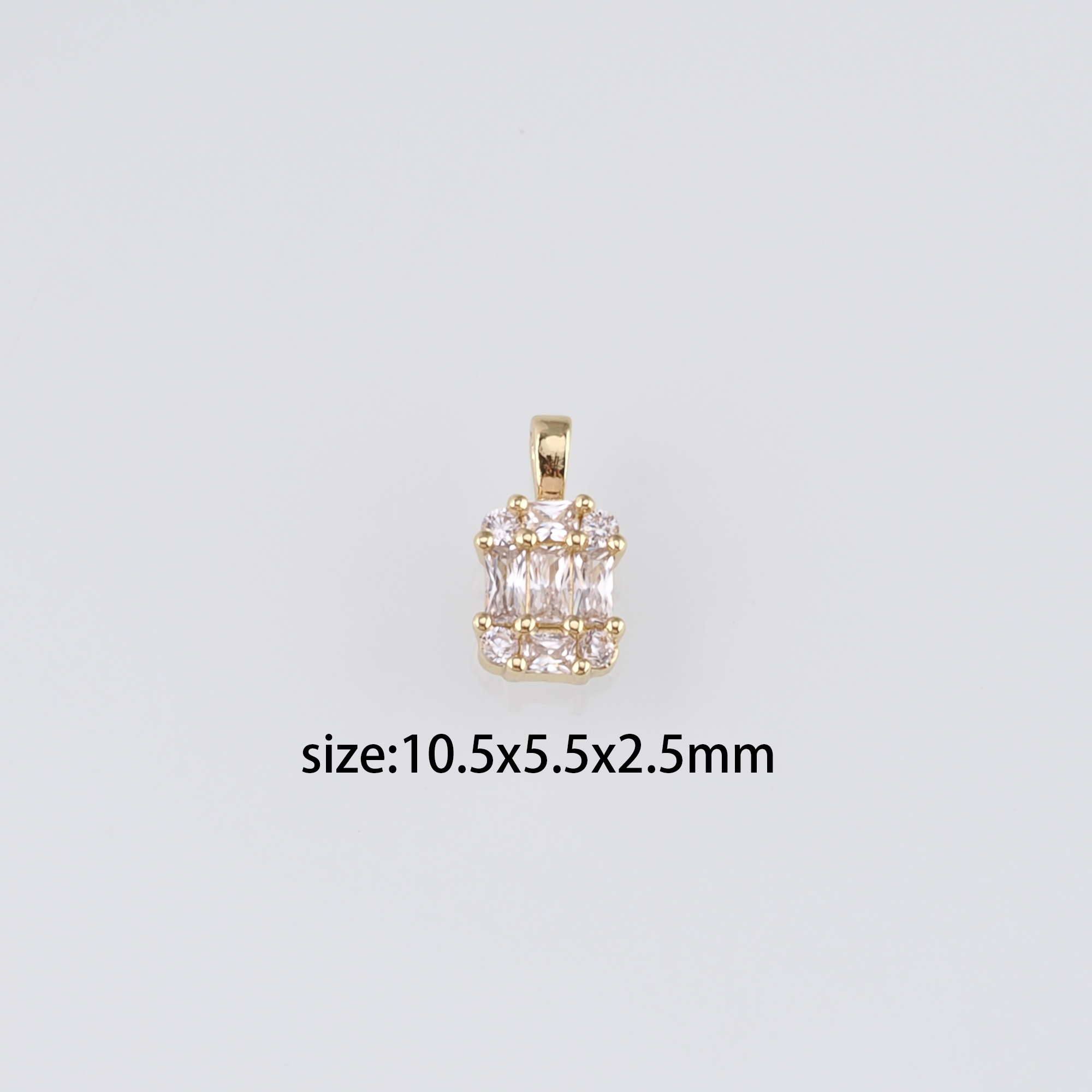 18K Gold Filled Rectangle Pendant,CZ Micro Pave Rectangle Charm Earrings Necklace for DIY Jewelry Making Supply