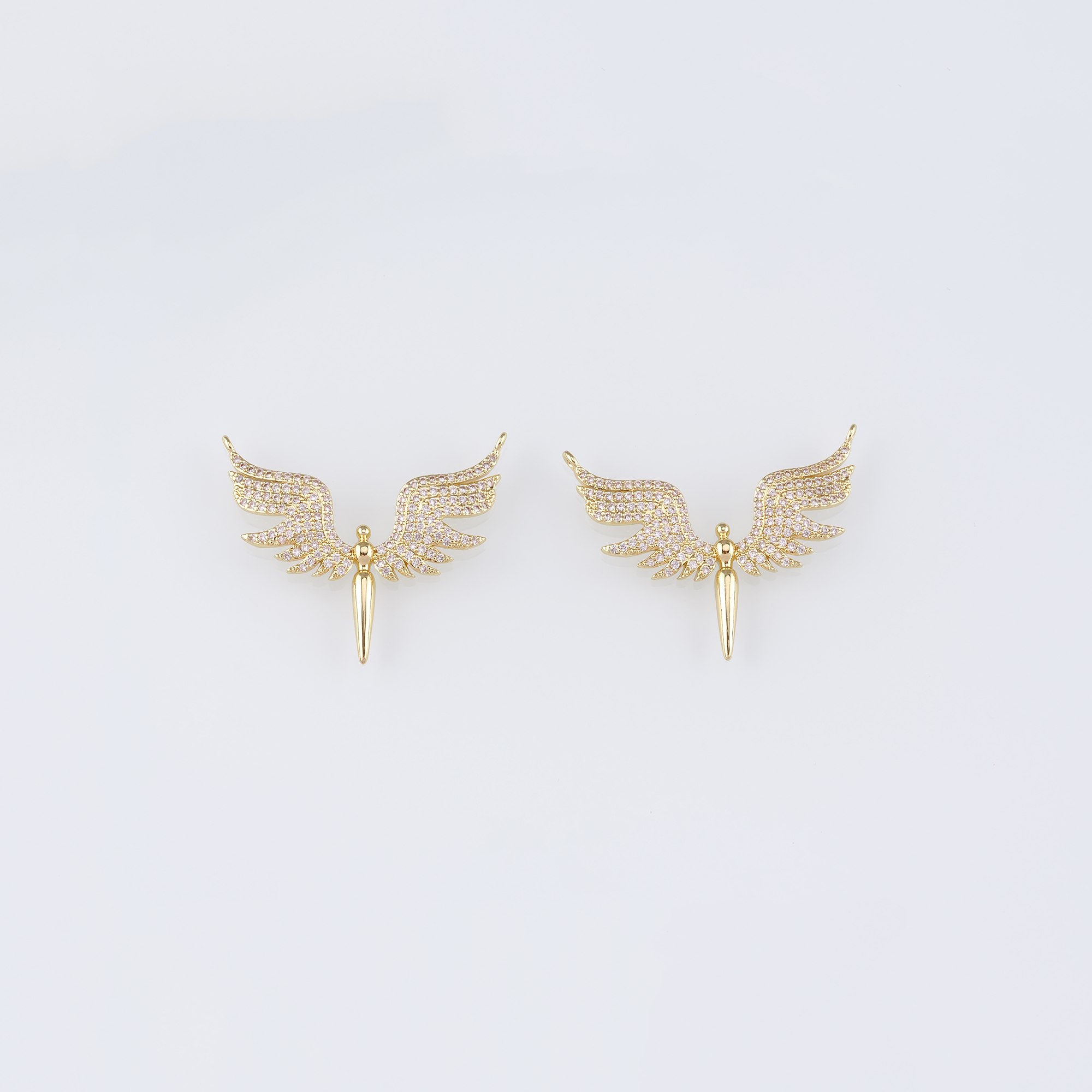 18K Gold Filled Angel Pendant,CZ Micro Pave Angel Charm Earrings Necklace for DIY Jewelry Making Supply