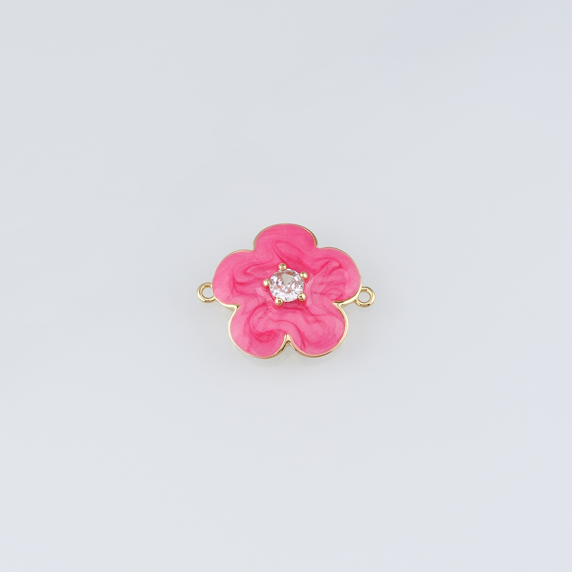 18K Gold Filled Flower Connector,Enamel Floral Charm Necklace Bracelet for DIY Jewelry Making Supply