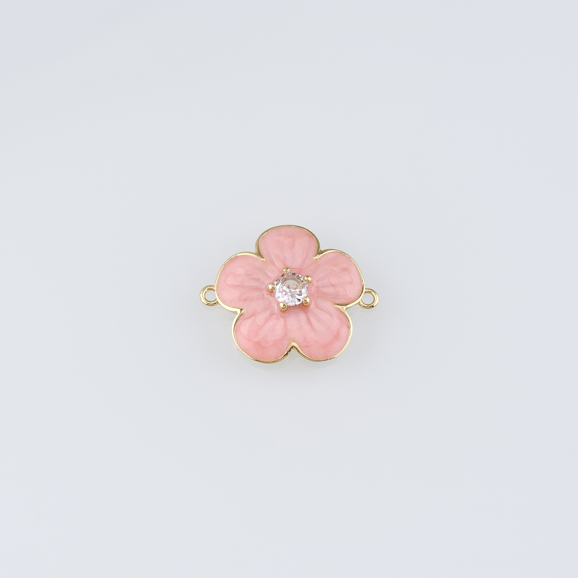 18K Gold Filled Flower Connector,Enamel Floral Charm Necklace Bracelet for DIY Jewelry Making Supply