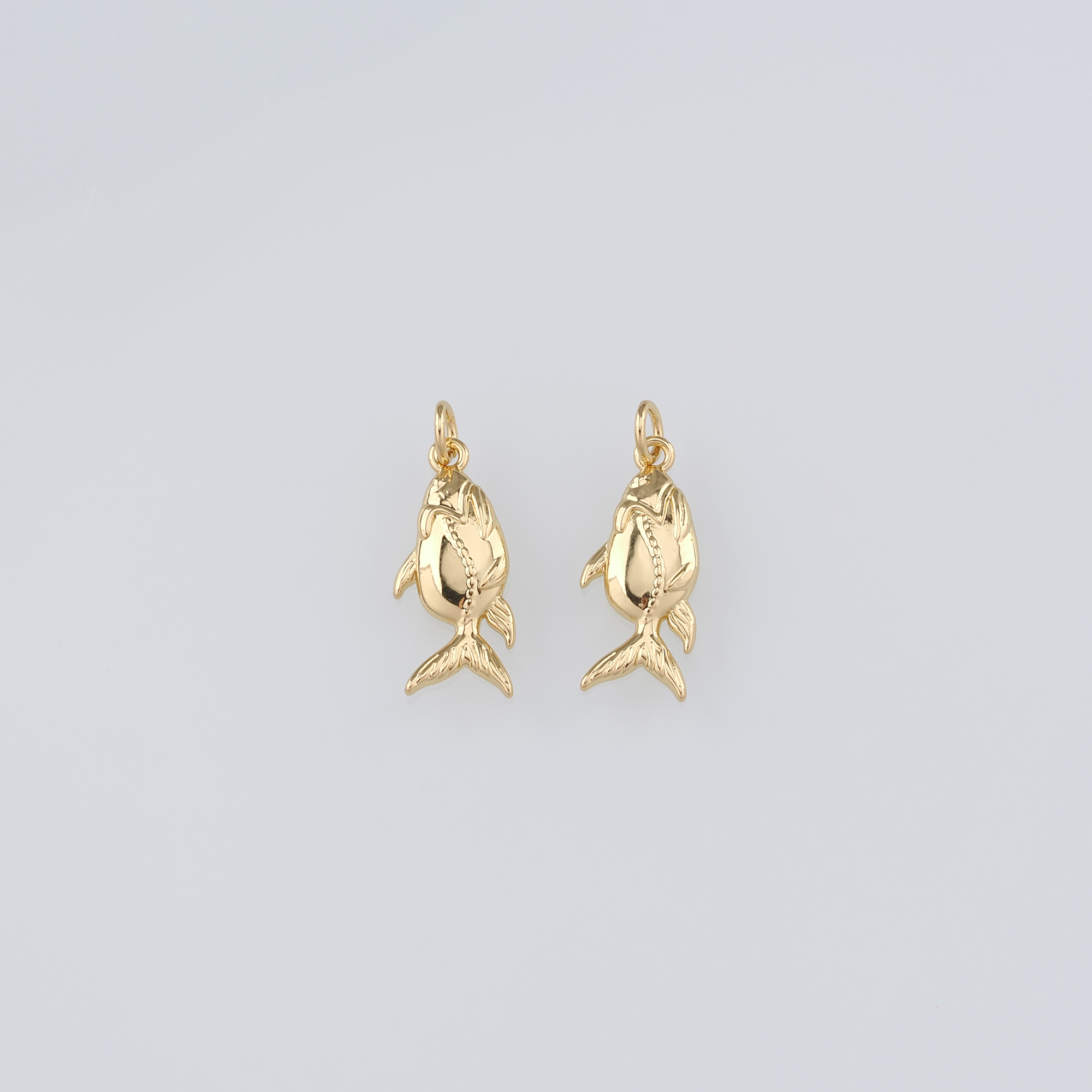 18K Gold Filled Fish Pendant,Dainty Fish Charm Earrings Necklace for DIY Jewelry Making Supply