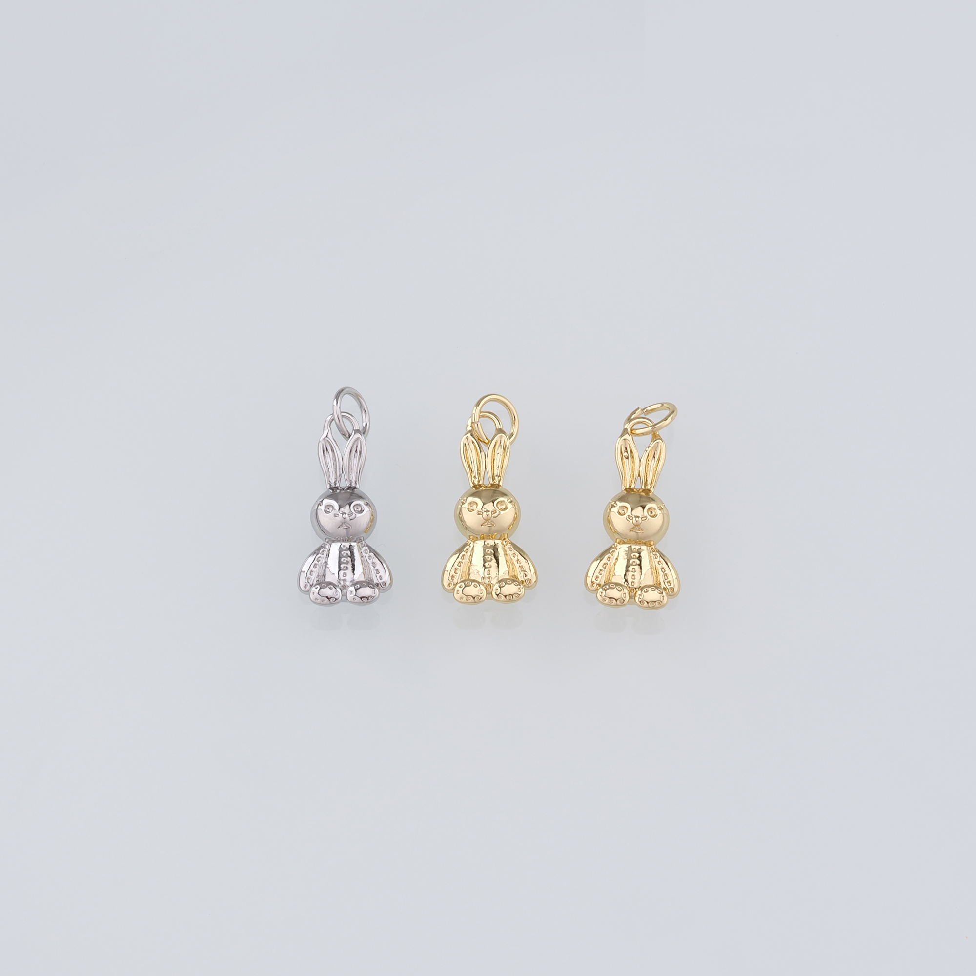 18K Gold Filled Rabbit Pendant,Dainty Animal Charm Earrings Necklace for DIY Jewelry Making Supply