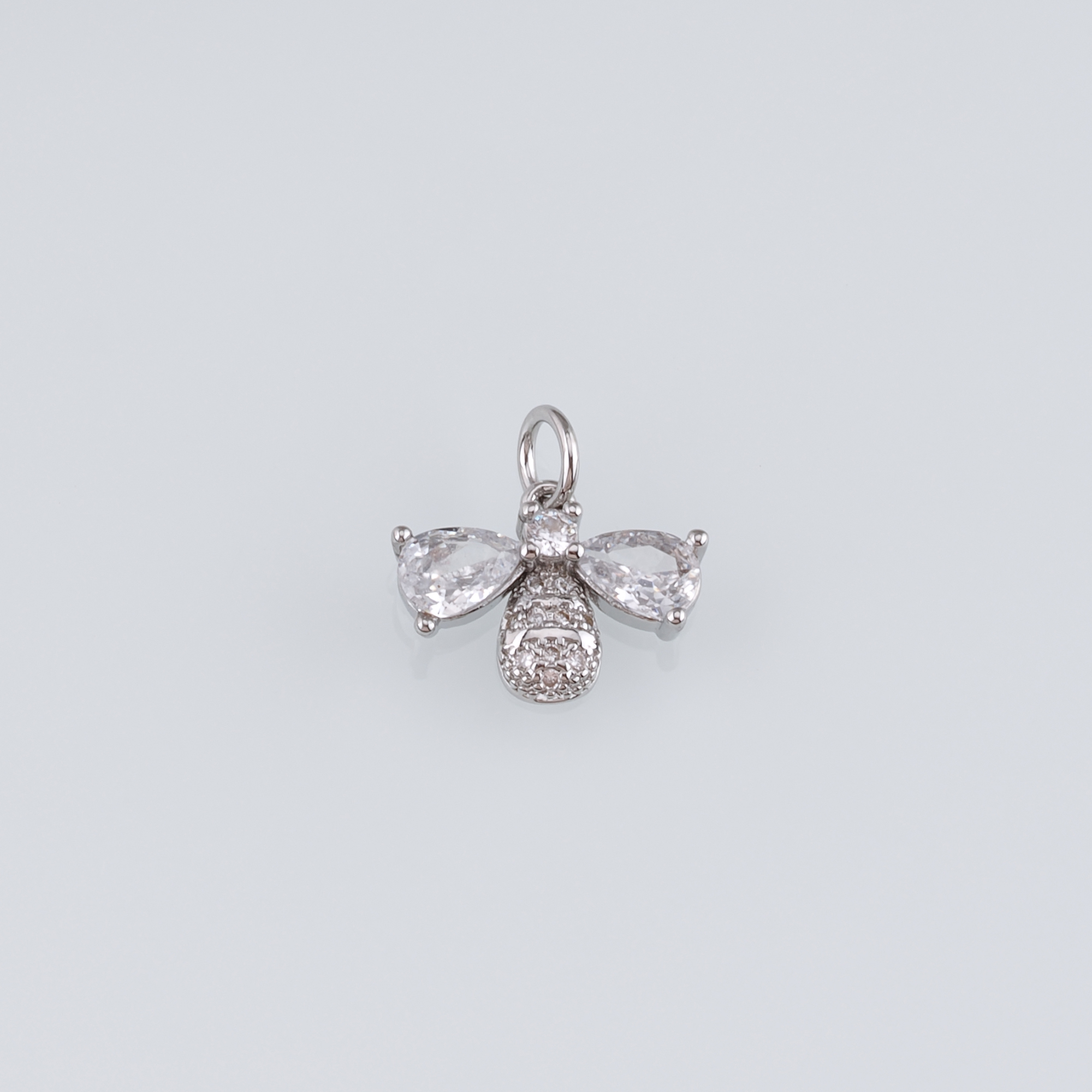 18K Gold Filled Bee Pendant,CZ Micro Pave Bee Charm Earrings Necklace for DIY Jewelry Making Supply