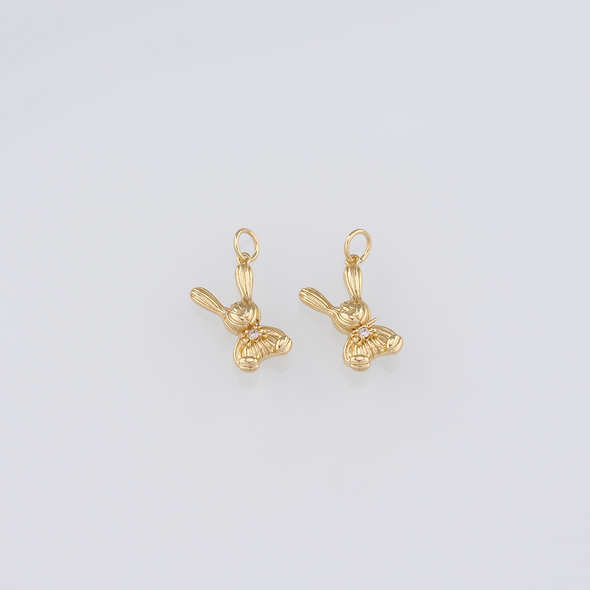 18K Gold Filled Rabbit Pendant,Dainty Animal Charm Earrings Necklace for DIY Jewelry Making Supply