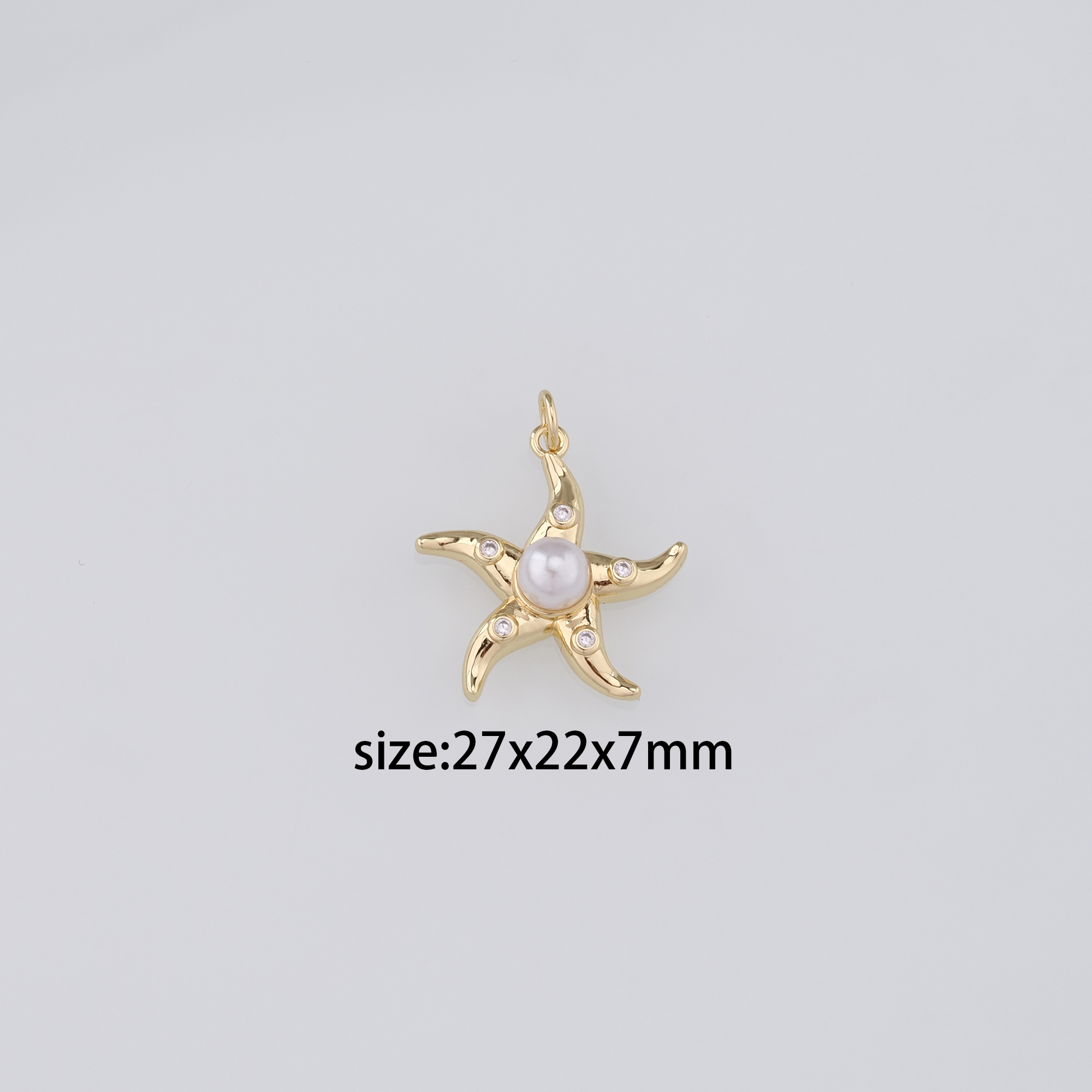 18K Gold Filled Starfish Pendant,CZ Micro Pave Starfish Charm Earrings Necklace for DIY Jewelry Making Supply