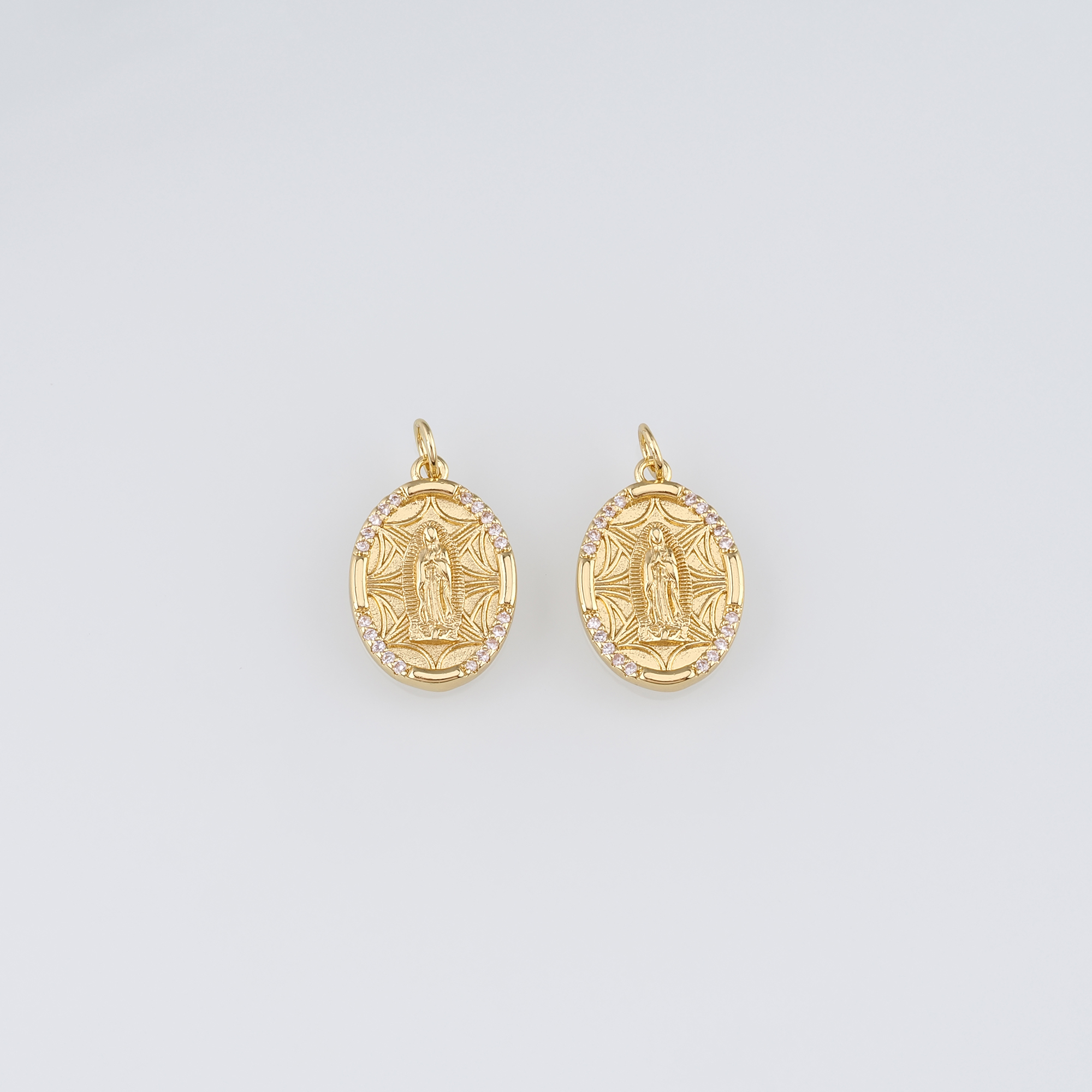 18K Gold Filled Virgin Mary Pendant,CZ Micro Pave Virgin Mary Charm Earrings Necklace for DIY Jewelry Making Supply