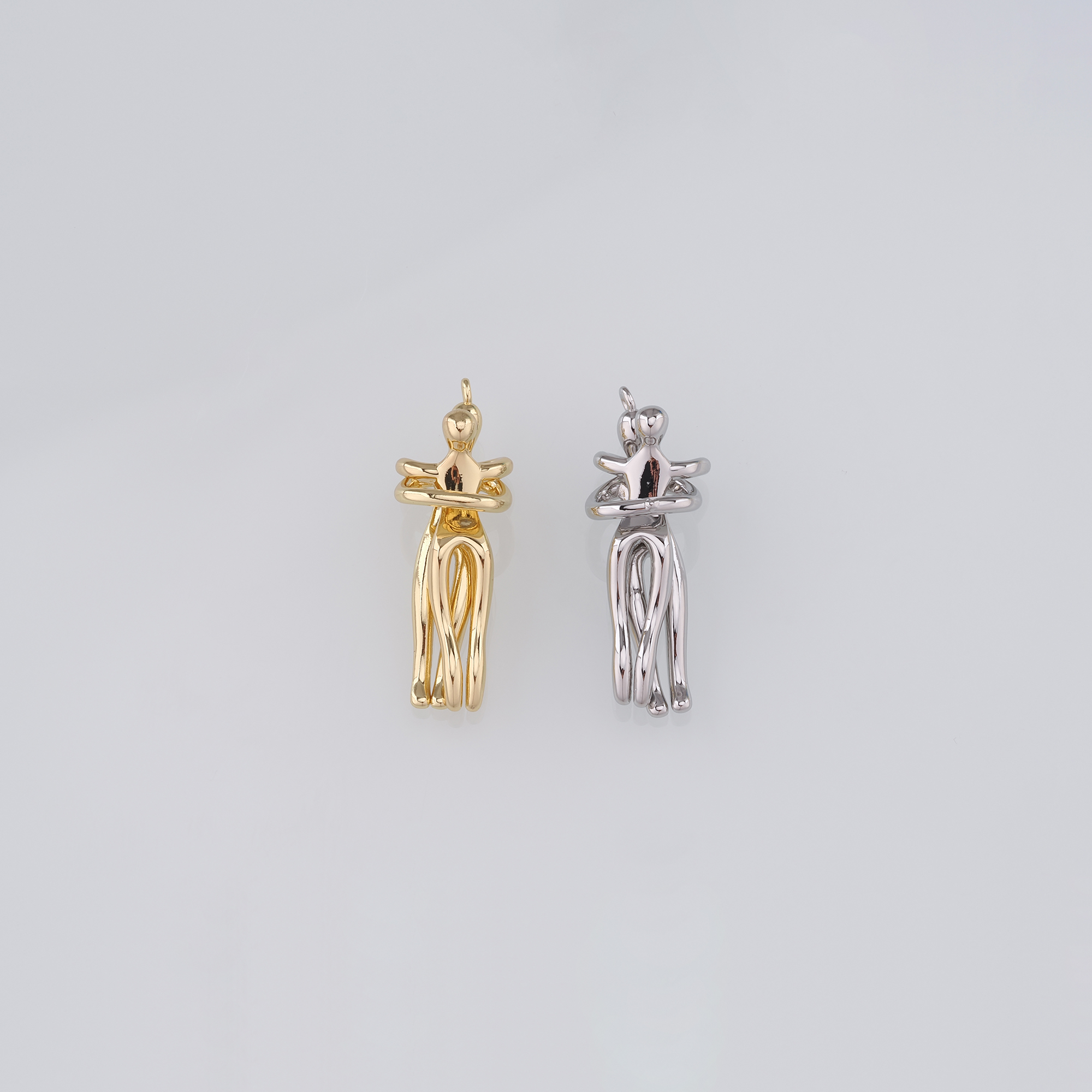 18K Gold Filled Couple Hugging Pendant,Dainty Hug Charm Earrings Necklace for DIY Jewelry Making Supply