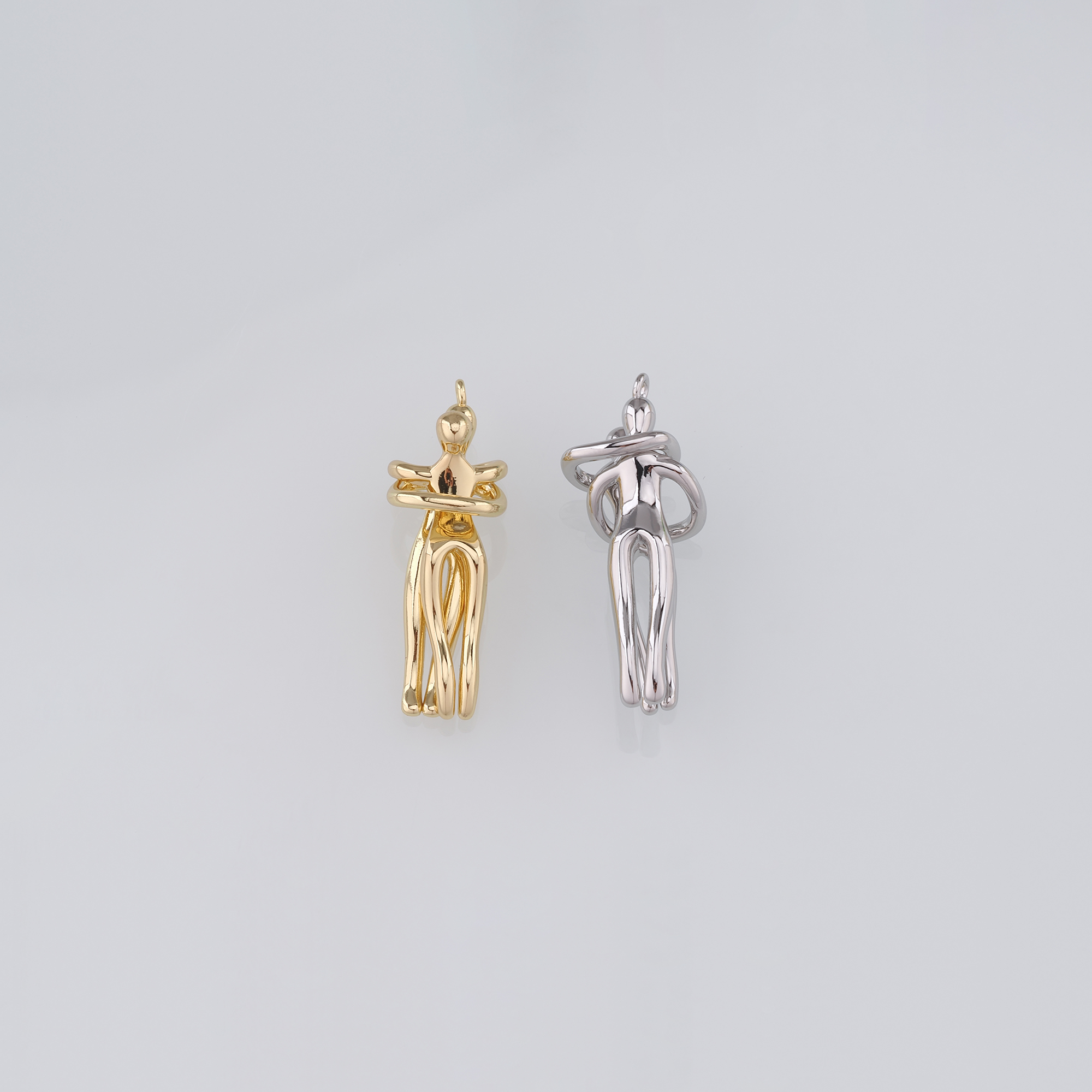18K Gold Filled Couple Hugging Pendant,Dainty Hug Charm Earrings Necklace for DIY Jewelry Making Supply