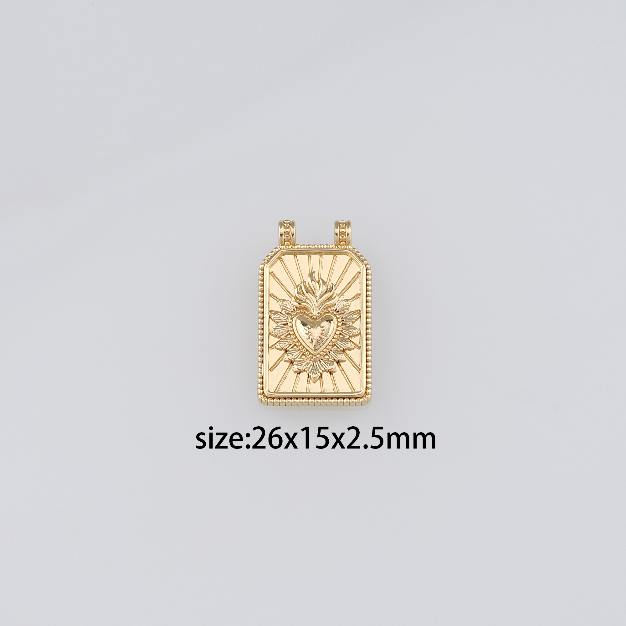 18K Gold Filled Sacred Heart Pendant,Dainty Sacred Heart Charm Earrings Necklace for DIY Jewelry Making Supply