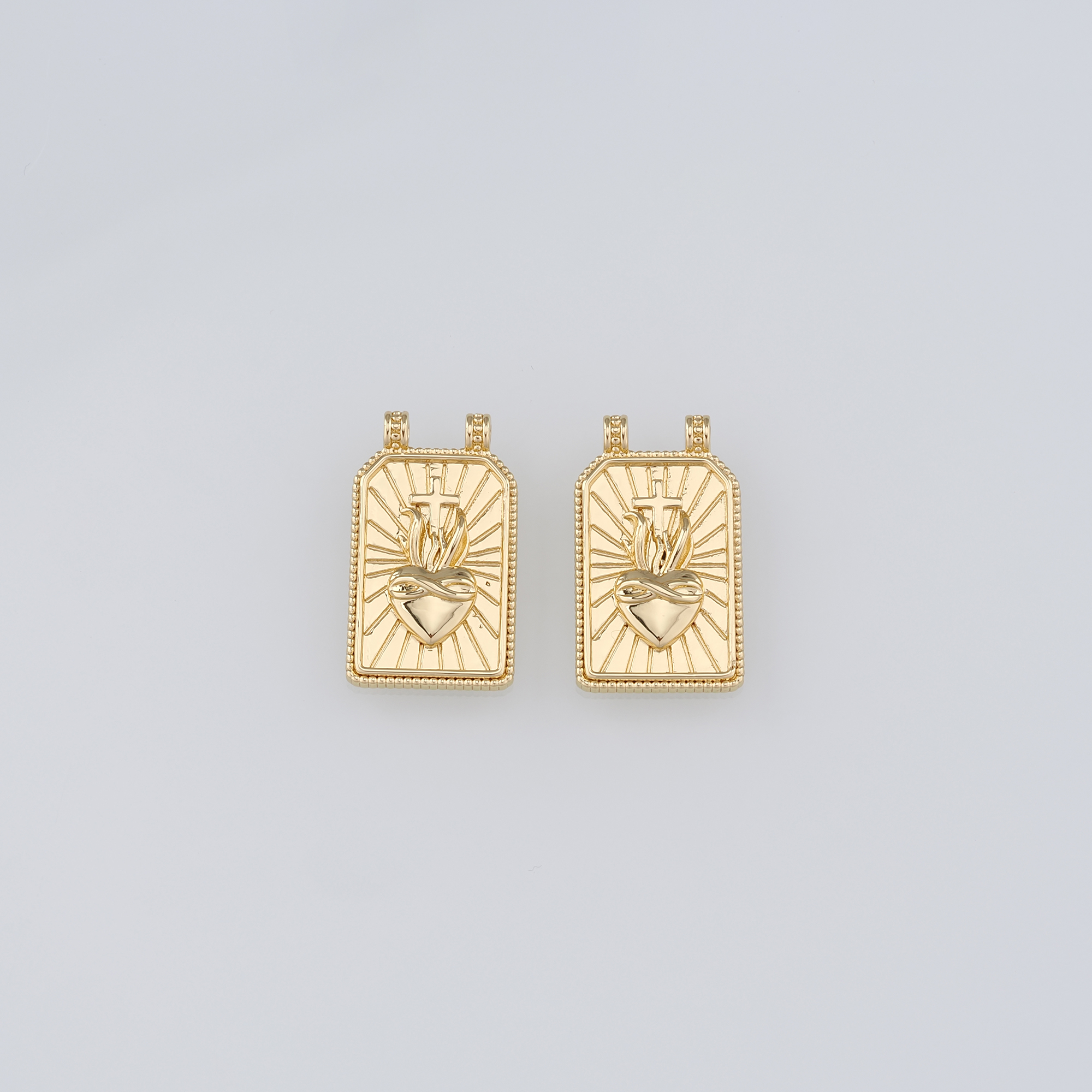 18K Gold Filled Sacred Heart Pendant,Dainty Sacred Heart Charm Earrings Necklace for DIY Jewelry Making Supply