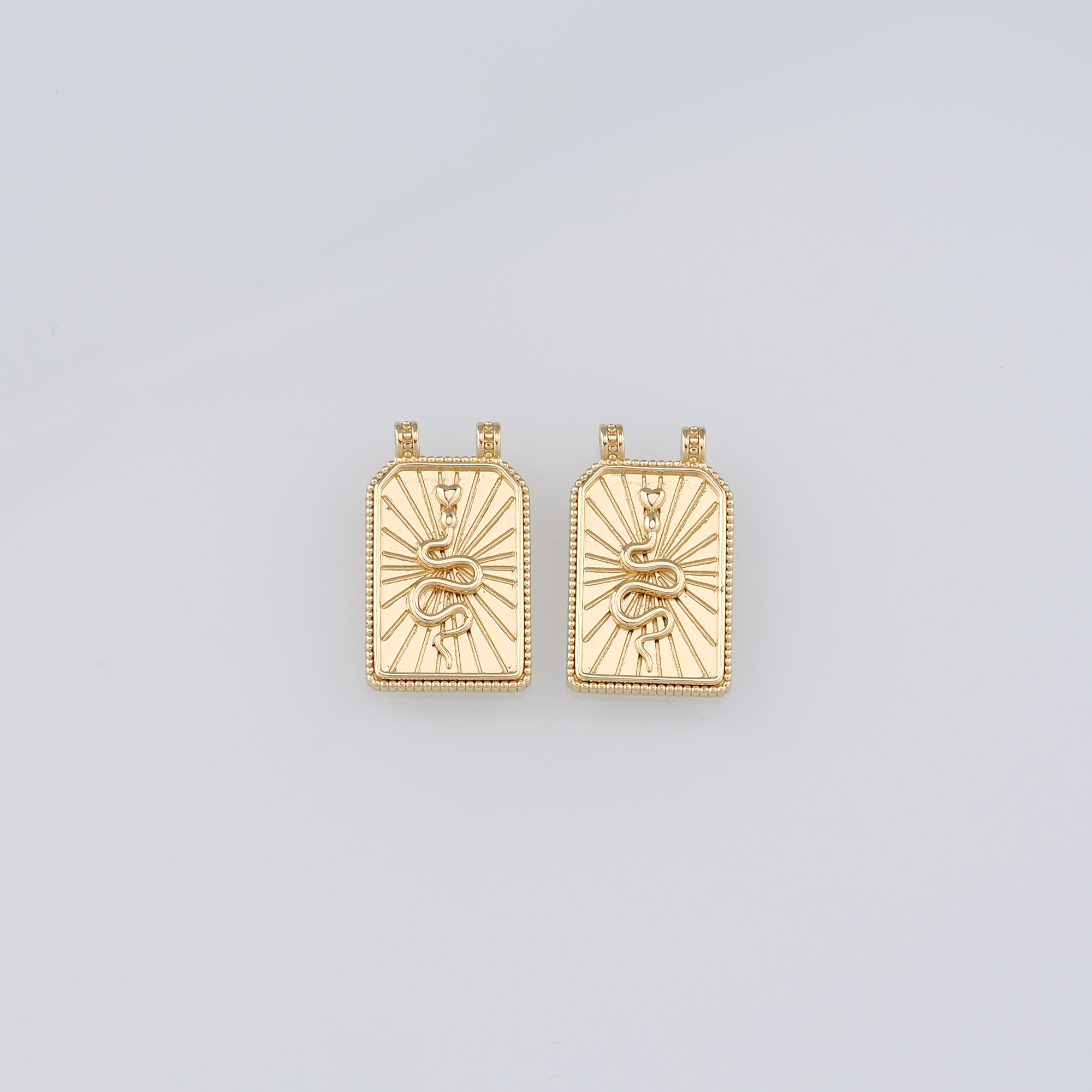 18K Gold Filled Snake Pendant,Reptile Charm Earrings Necklace for DIY Jewelry Making Supply