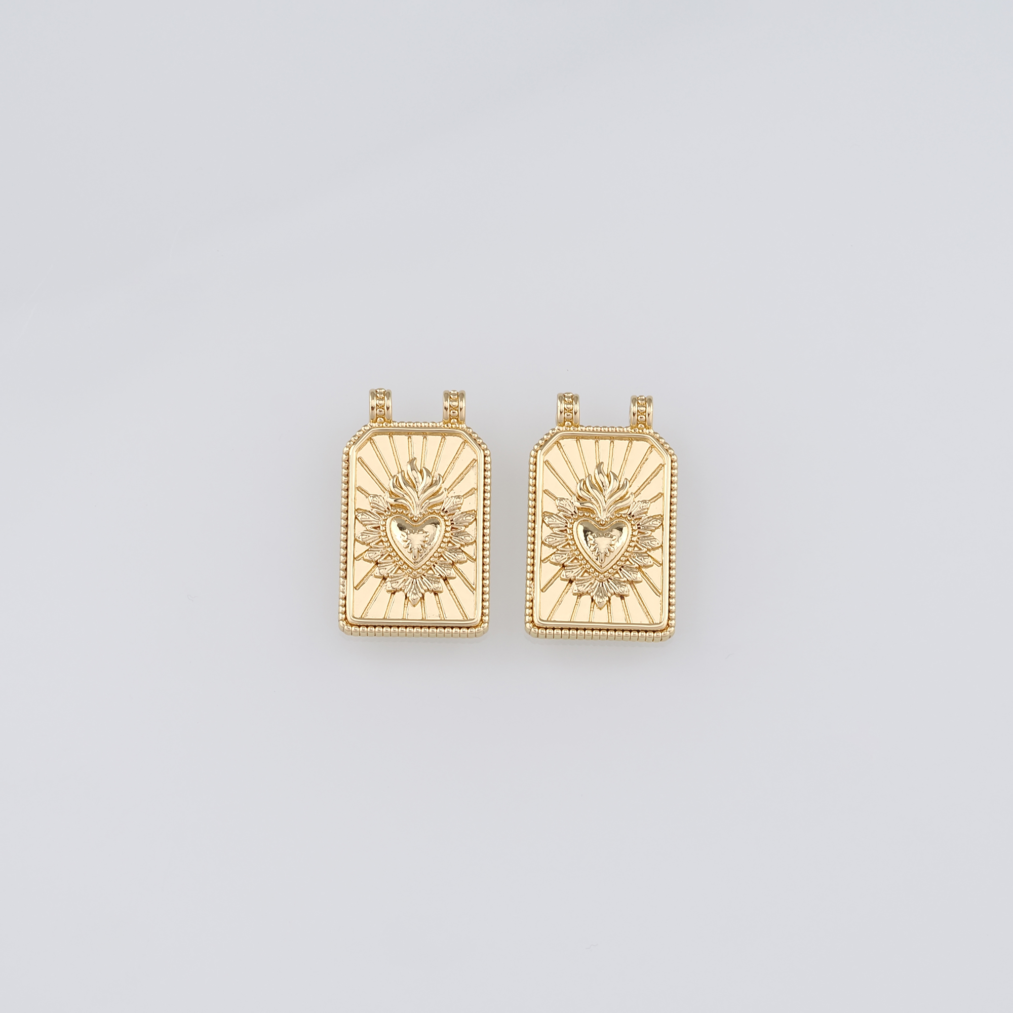 18K Gold Filled Sacred Heart Pendant,Dainty Sacred Heart Charm Earrings Necklace for DIY Jewelry Making Supply