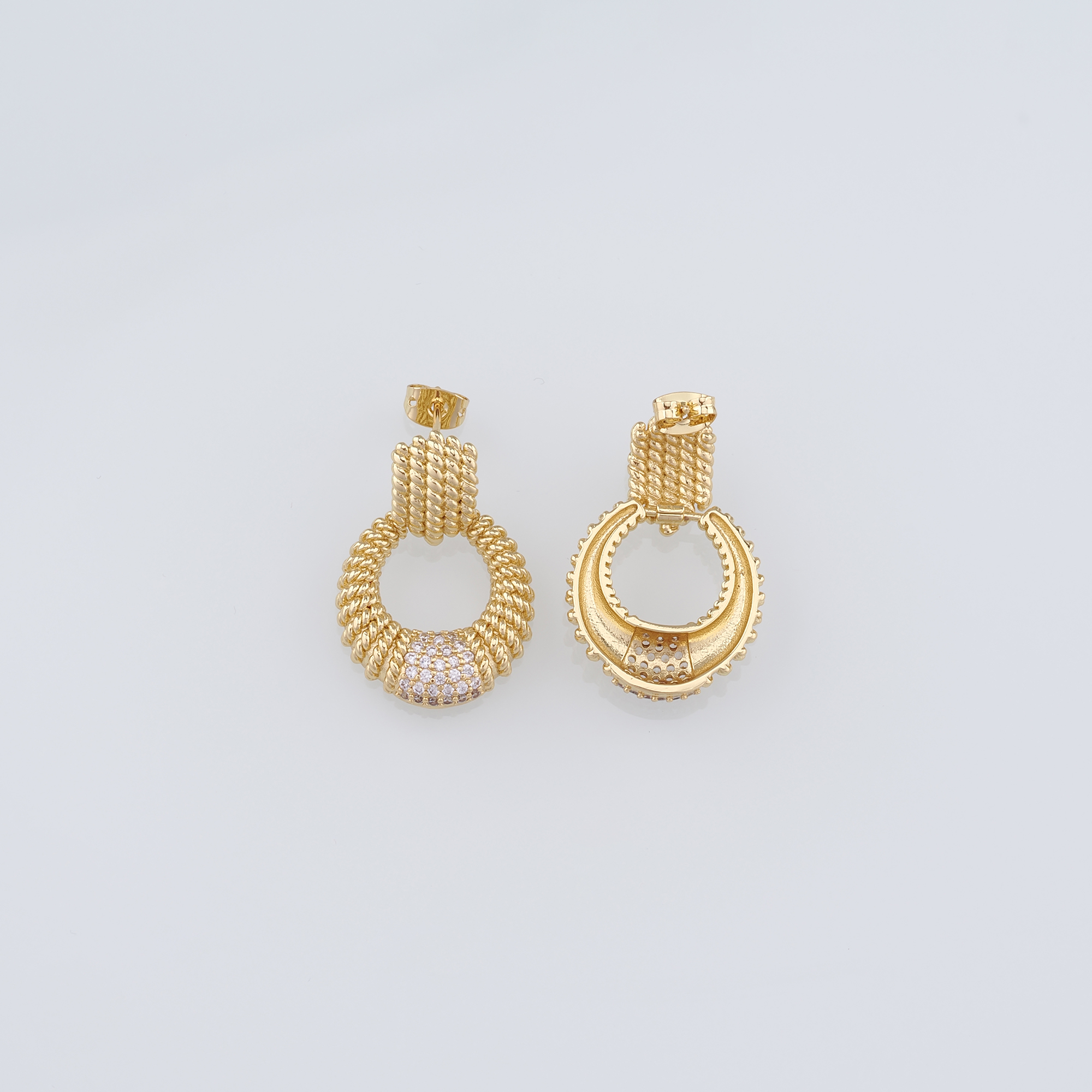 18K Gold Filled Round Stud Earrings,Twist Earrings,Dainty Earrings,Minimalist Earring,Gift for Wife