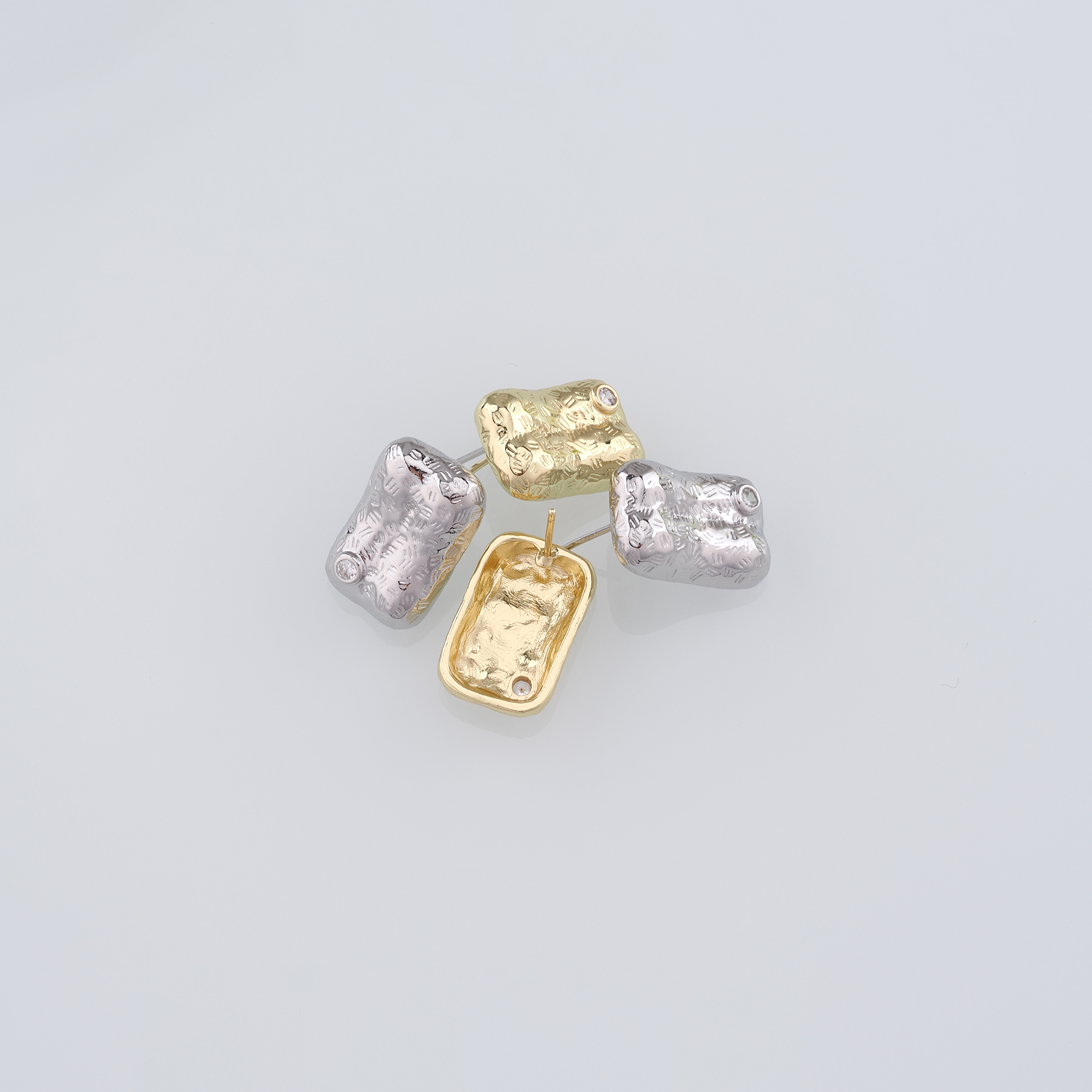 18K Gold Filled Rectangle Stud Earrings,Dainty Earrings,Minimalist Earring,DIY Jewelry Making Supply