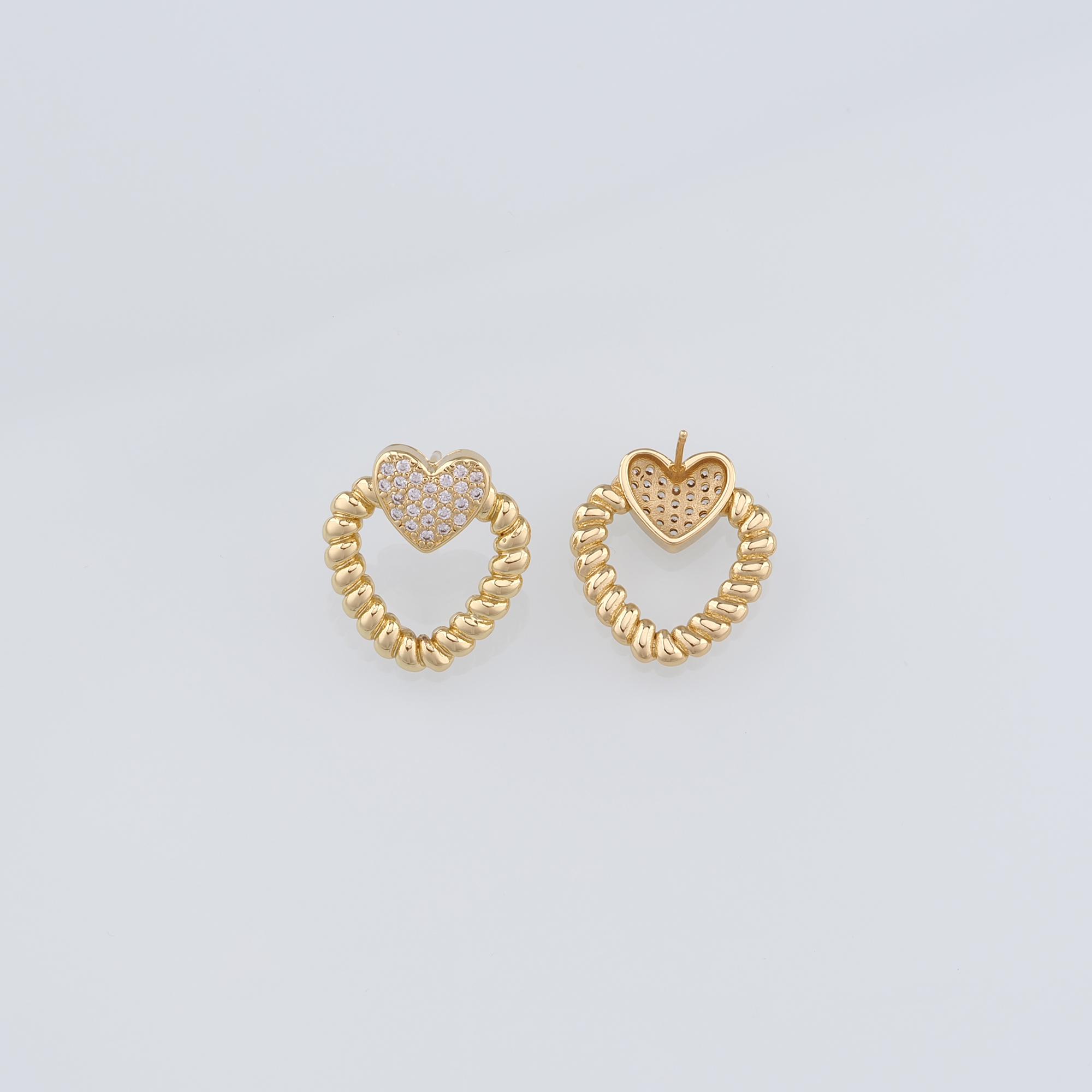 18K Gold Filled Heart Stud Earrings,CZ Micro Pave Heart Earrings,Dainty Earrings,Minimalist Earring,Gift for Wife