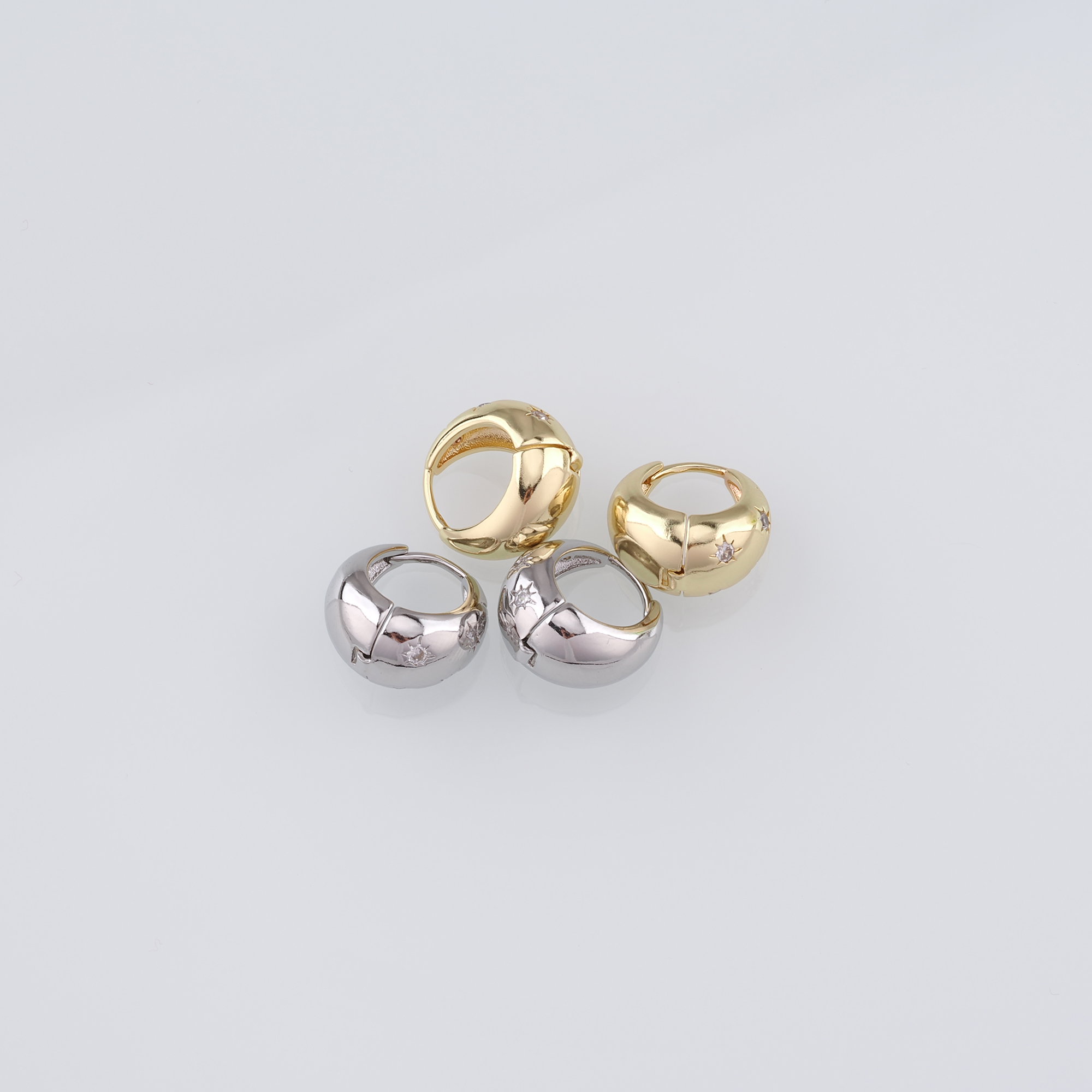 18K Gold Filled North Star Hoop Earrings,Dainty Zirconia Earrings,Gold Hoops,Dainty CZ Hoops Huggie