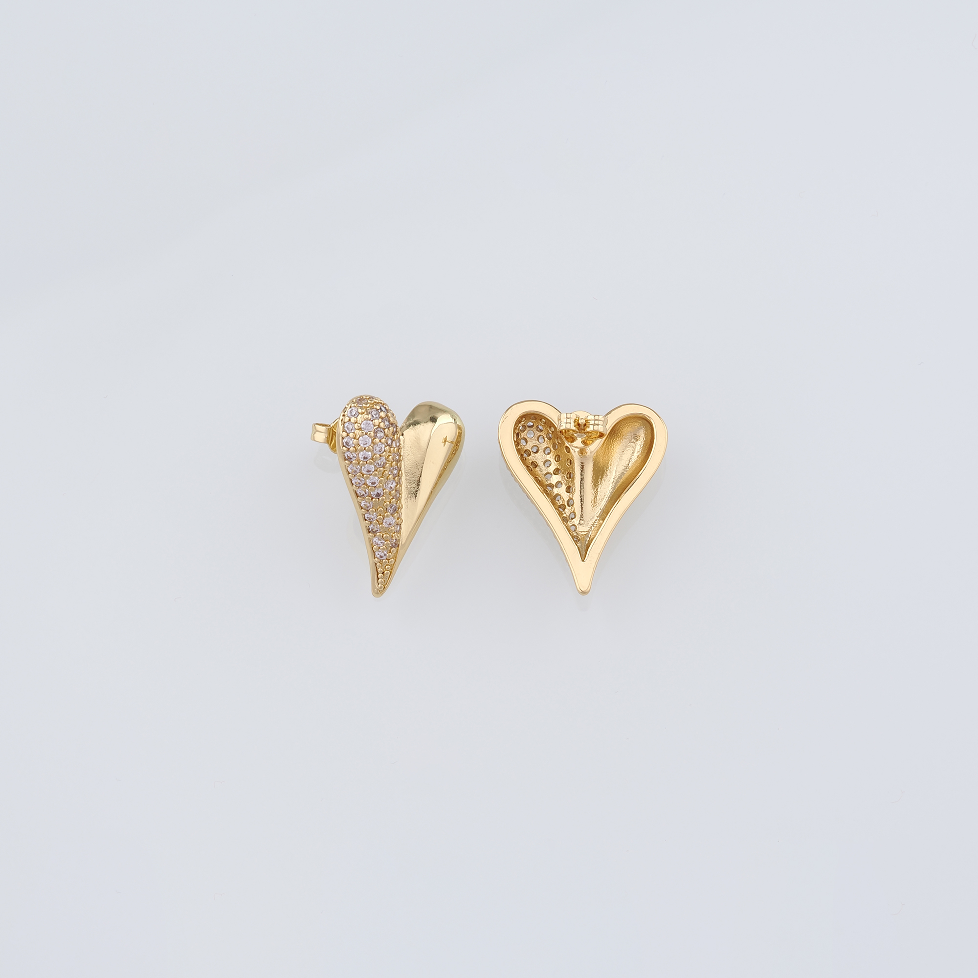 18K Gold Filled Heart Stud Earrings,CZ Micro Pave Heart Earrings,Dainty Earrings,Minimalist Earring,Gift for Wife