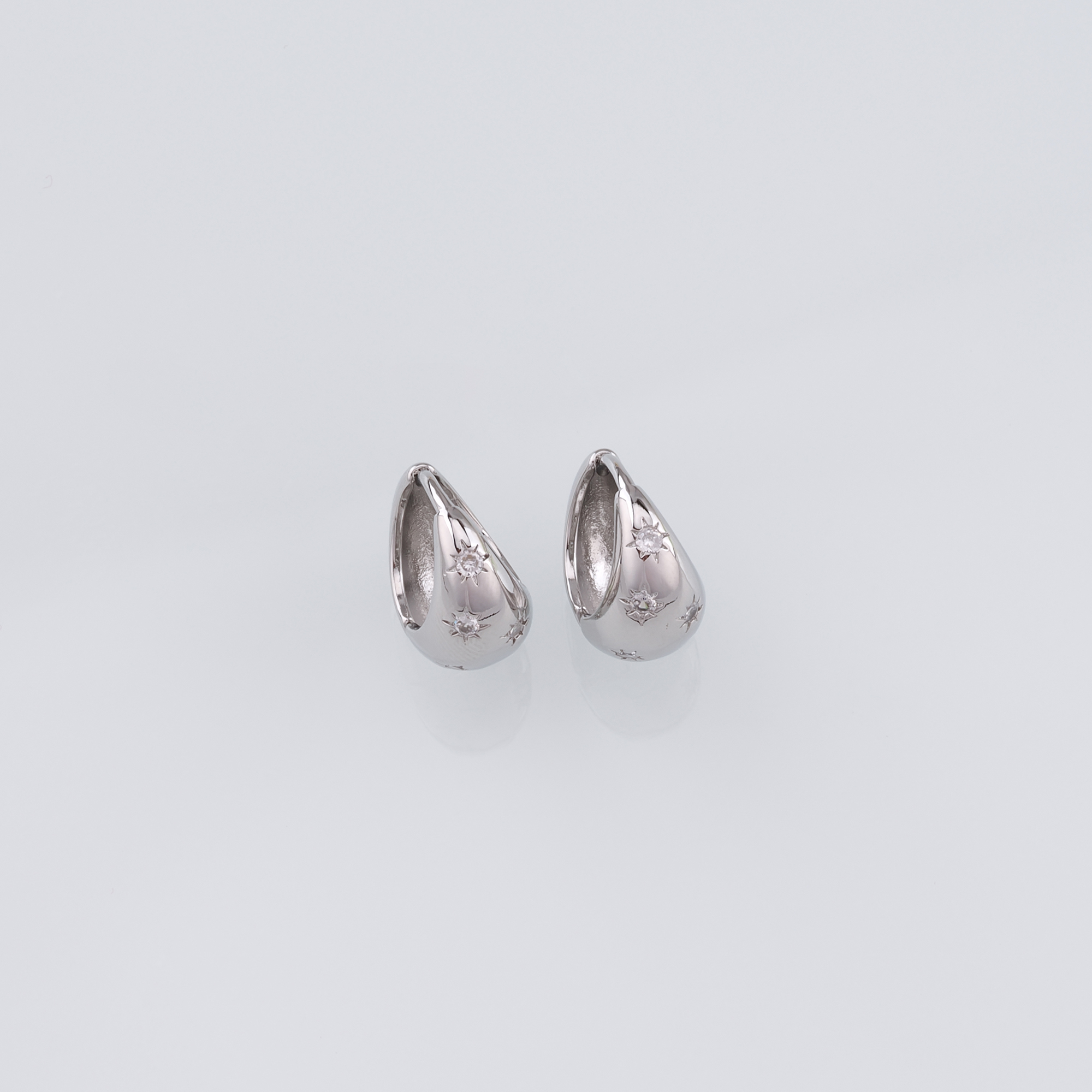 18K Gold Filled North Star Hoop Earrings,Dainty Zirconia Earrings,Gold Hoops,Dainty CZ Hoops Huggie