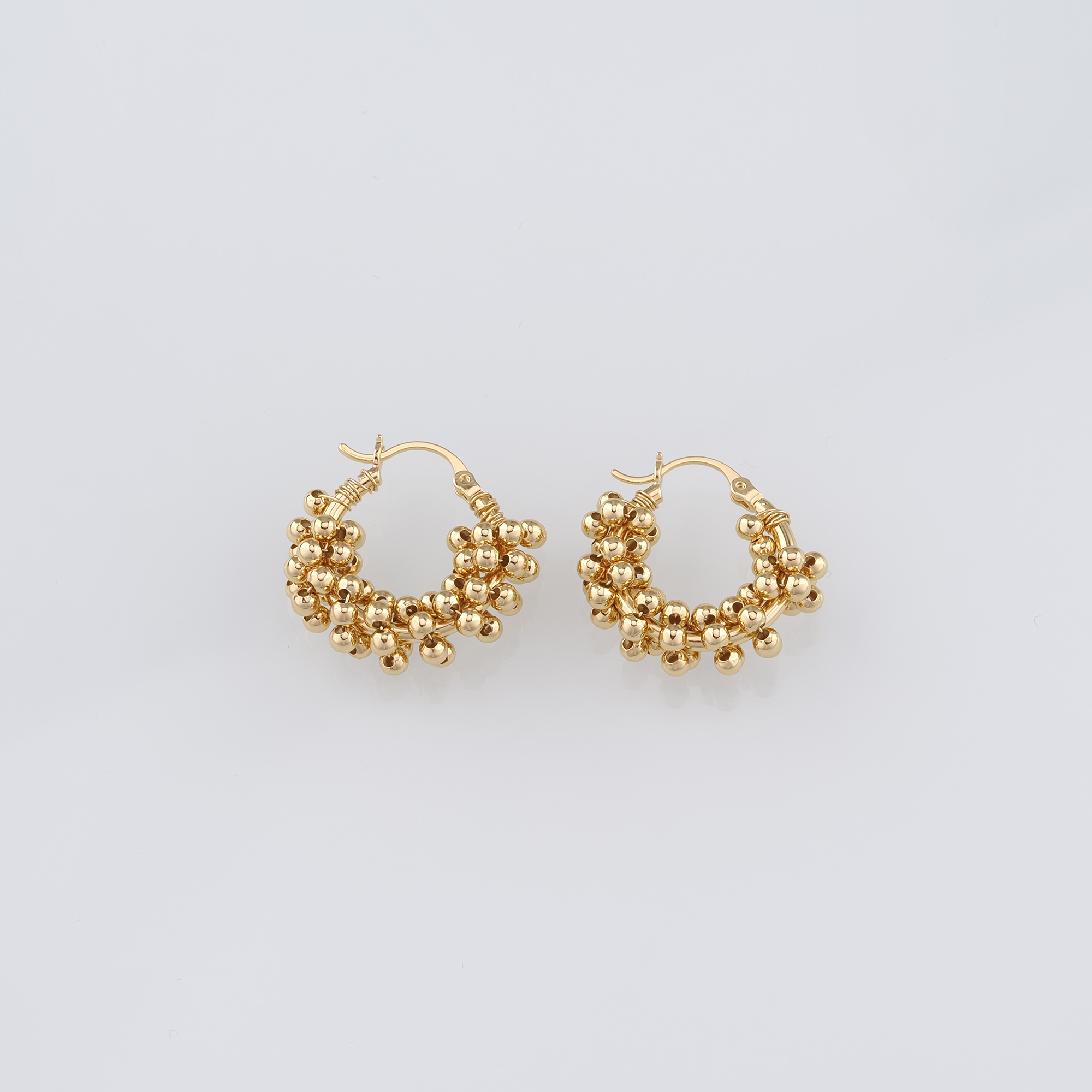 18K Gold Filled Ball Hoops Earrings,Dainty Hoops,Beaded Earrings,Gold Huggies Hoop Earrings,Minimalist Earrings