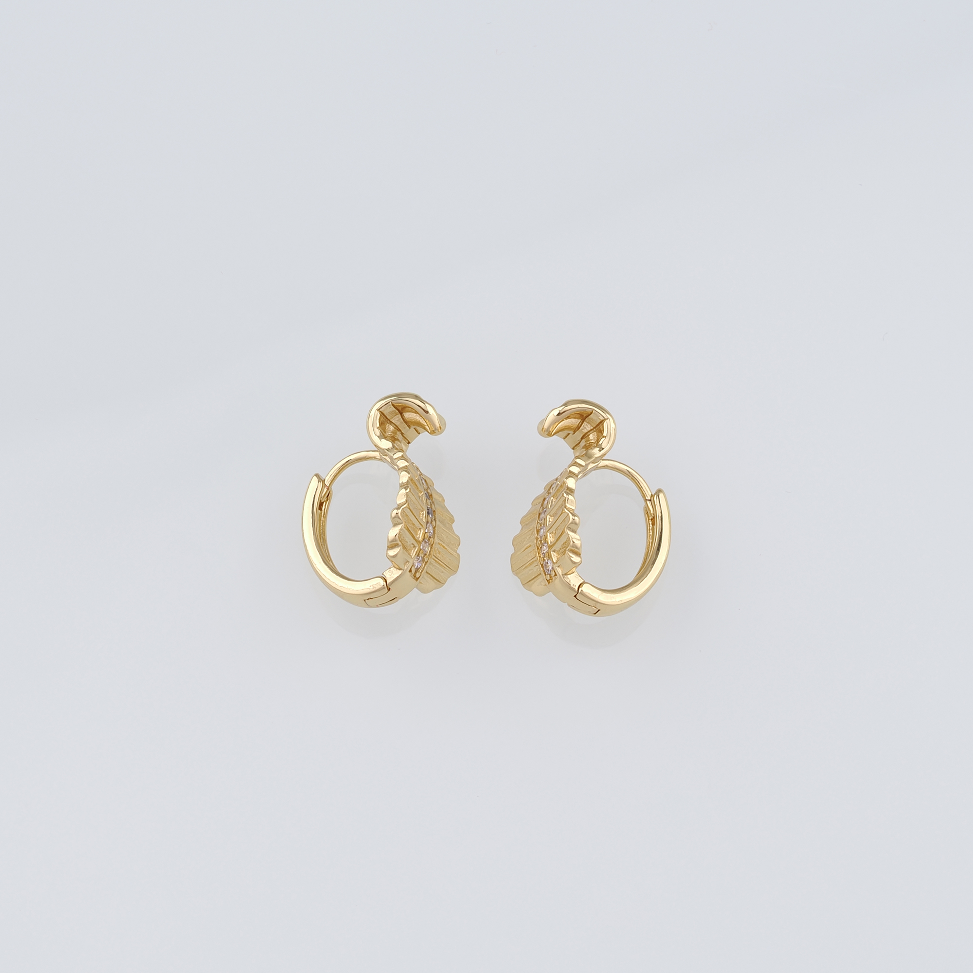 18K Gold Filled Snake Earrings,CZ Hoops,Dainty Snake Hoops,Minimalist Earrings,Gold Hoops