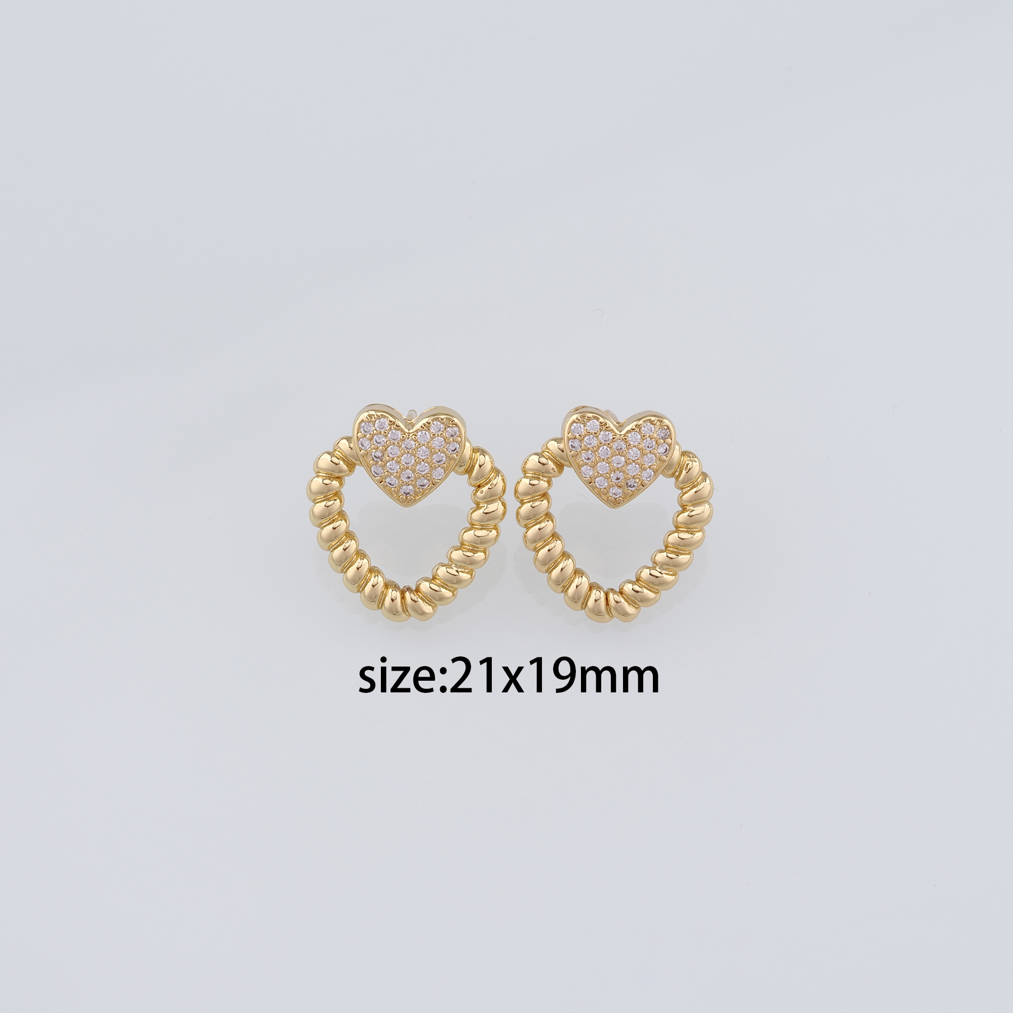 18K Gold Filled Heart Stud Earrings,CZ Micro Pave Heart Earrings,Dainty Earrings,Minimalist Earring,Gift for Wife