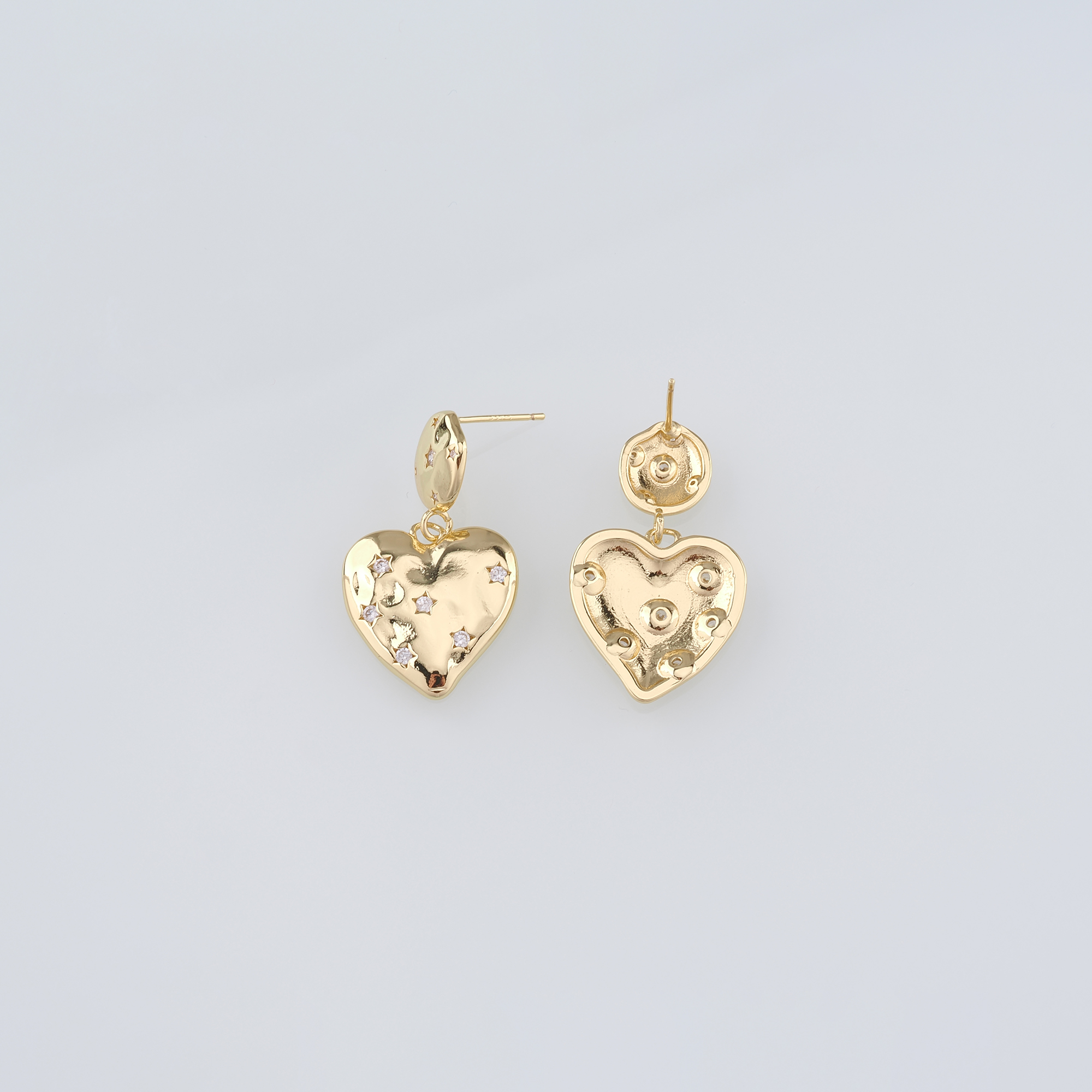 18K Gold Filled Heart Stud Earrings,CZ Micro Pave Heart Earrings,Dainty Earrings,Minimalist Earring,Gift for Wife