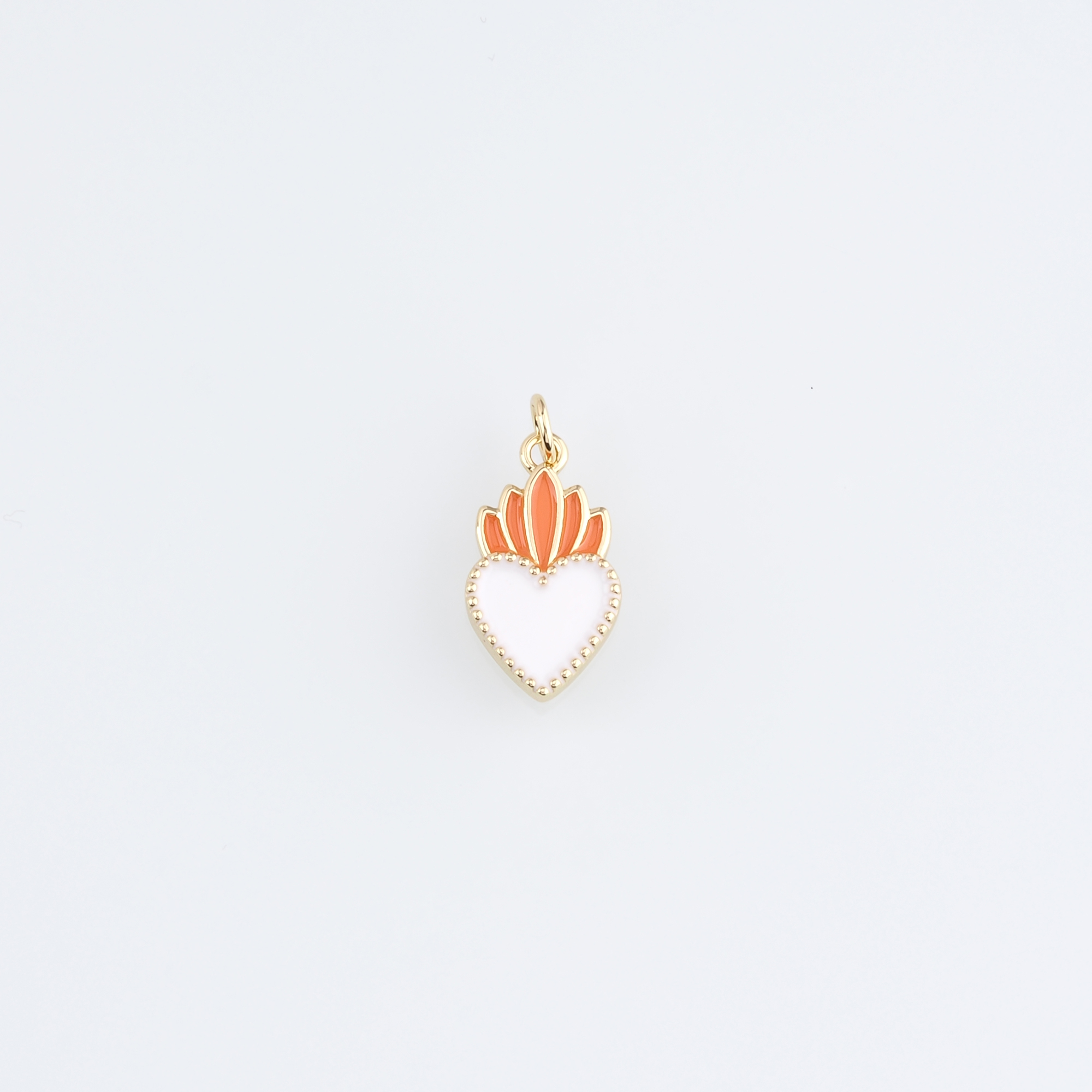 18K Gold Filled Sacred Heart Pendant,Enamel Sacred Heart Charm Earrings Necklace for DIY Jewelry Making Supply