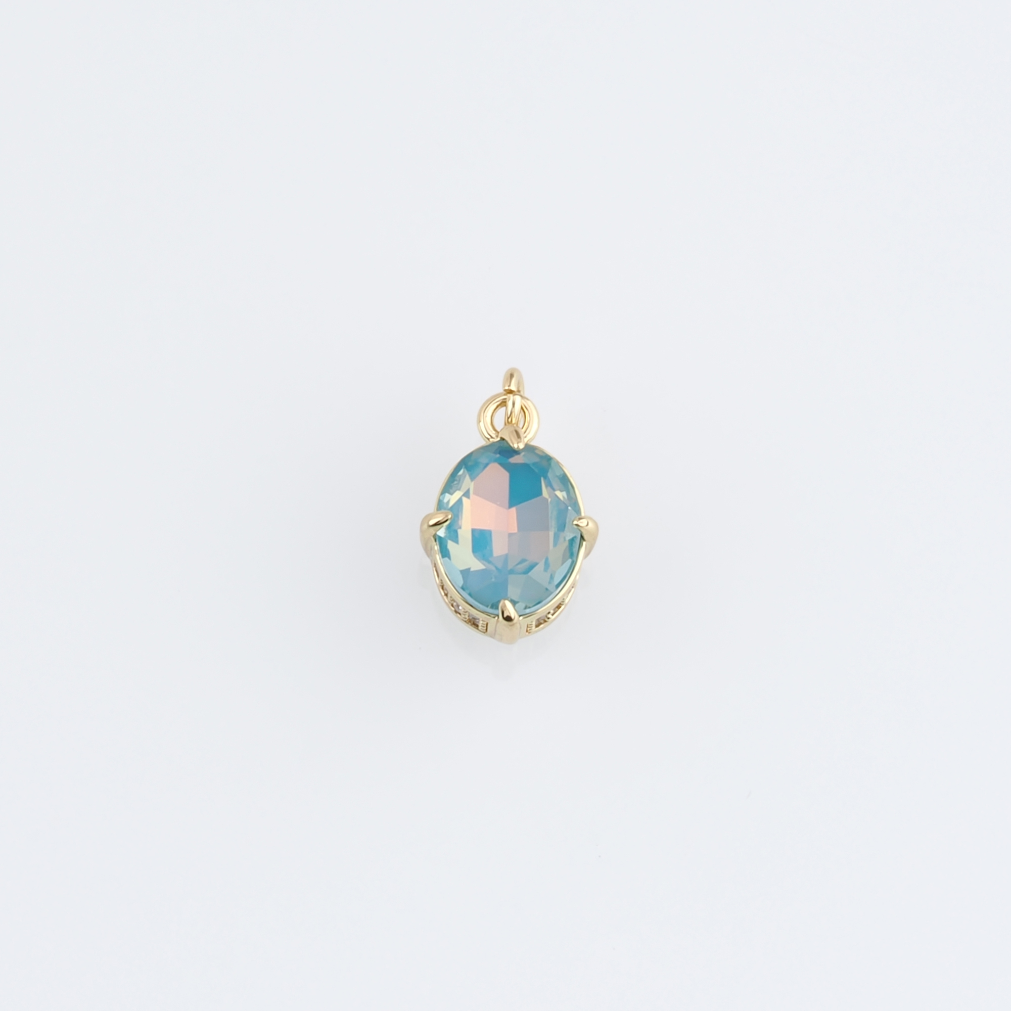 18K Gold Filled Oval Pendant,Crystal Oval Charm Earrings Necklace for DIY Jewelry Making Supply