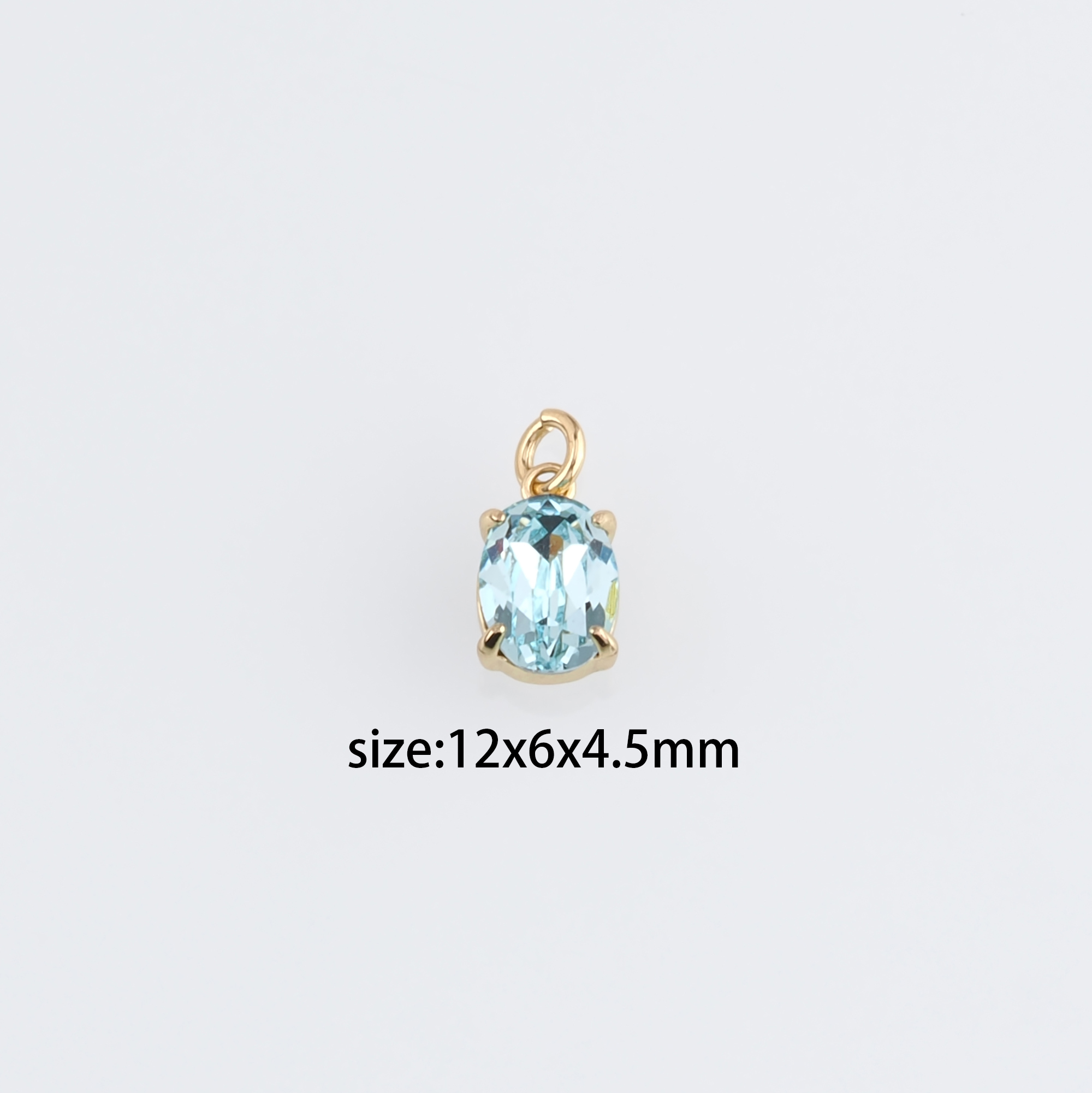 18K Gold Filled Oval Pendant,Crystal Oval Charm Earrings Necklace for DIY Jewelry Making Supply