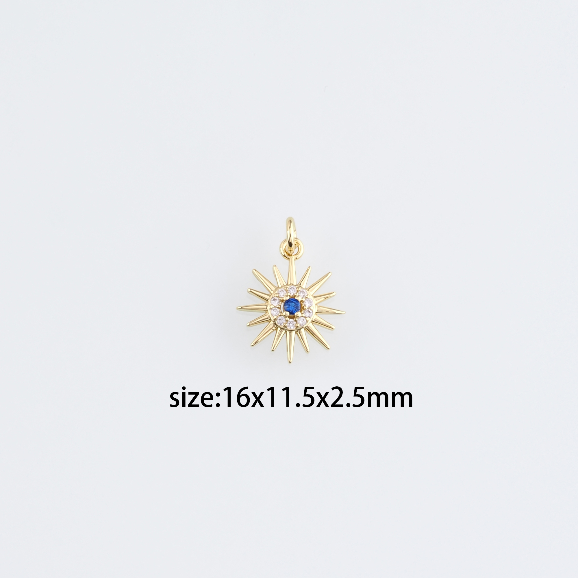 18K Gold Filled Sun Eye Pendant,Dainty Evil Eye Charm Earrings Necklace for DIY Jewelry Making Supply