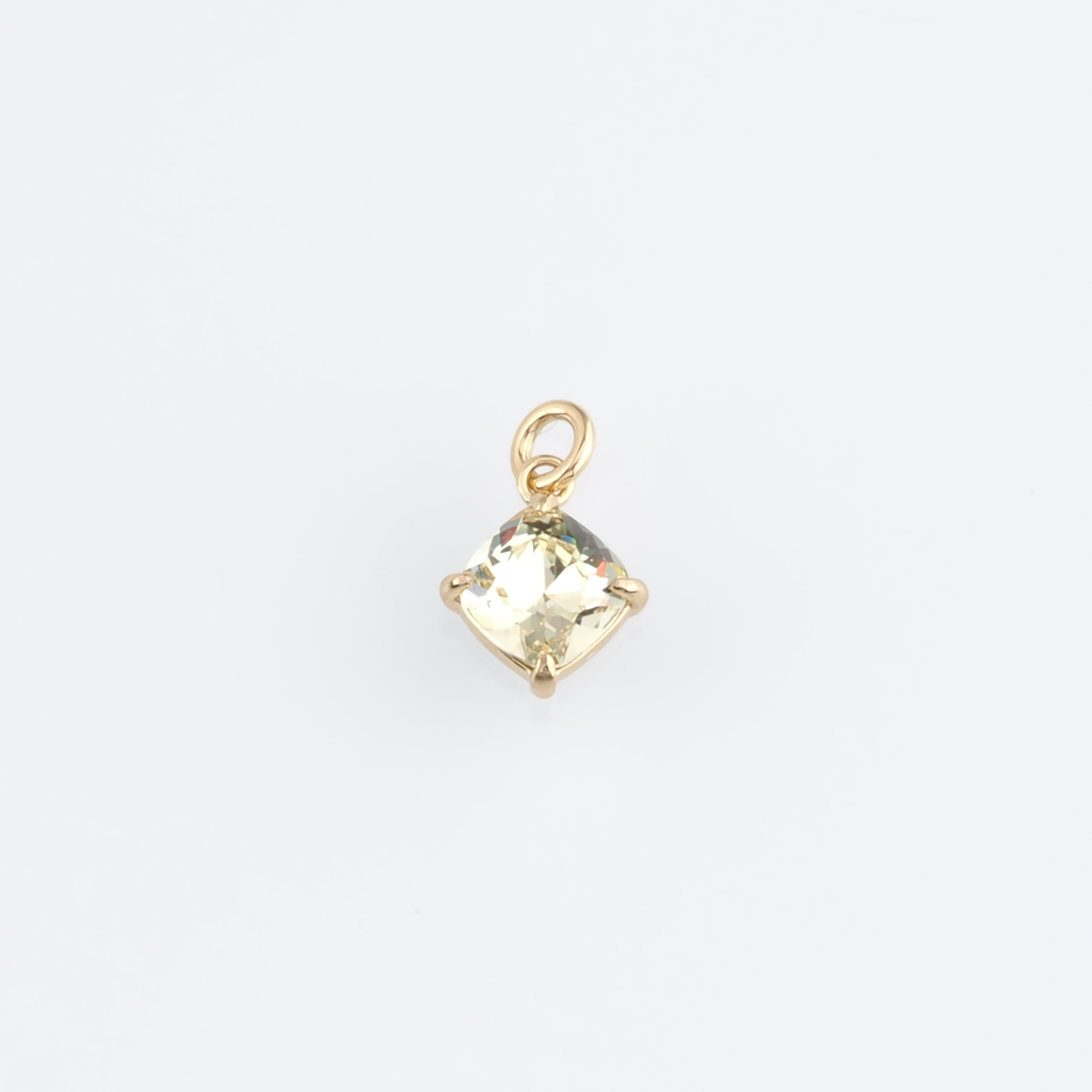 18K Gold Filled Square Pendant,Crystal Square Charm Earrings Necklace for DIY Jewelry Making Supply