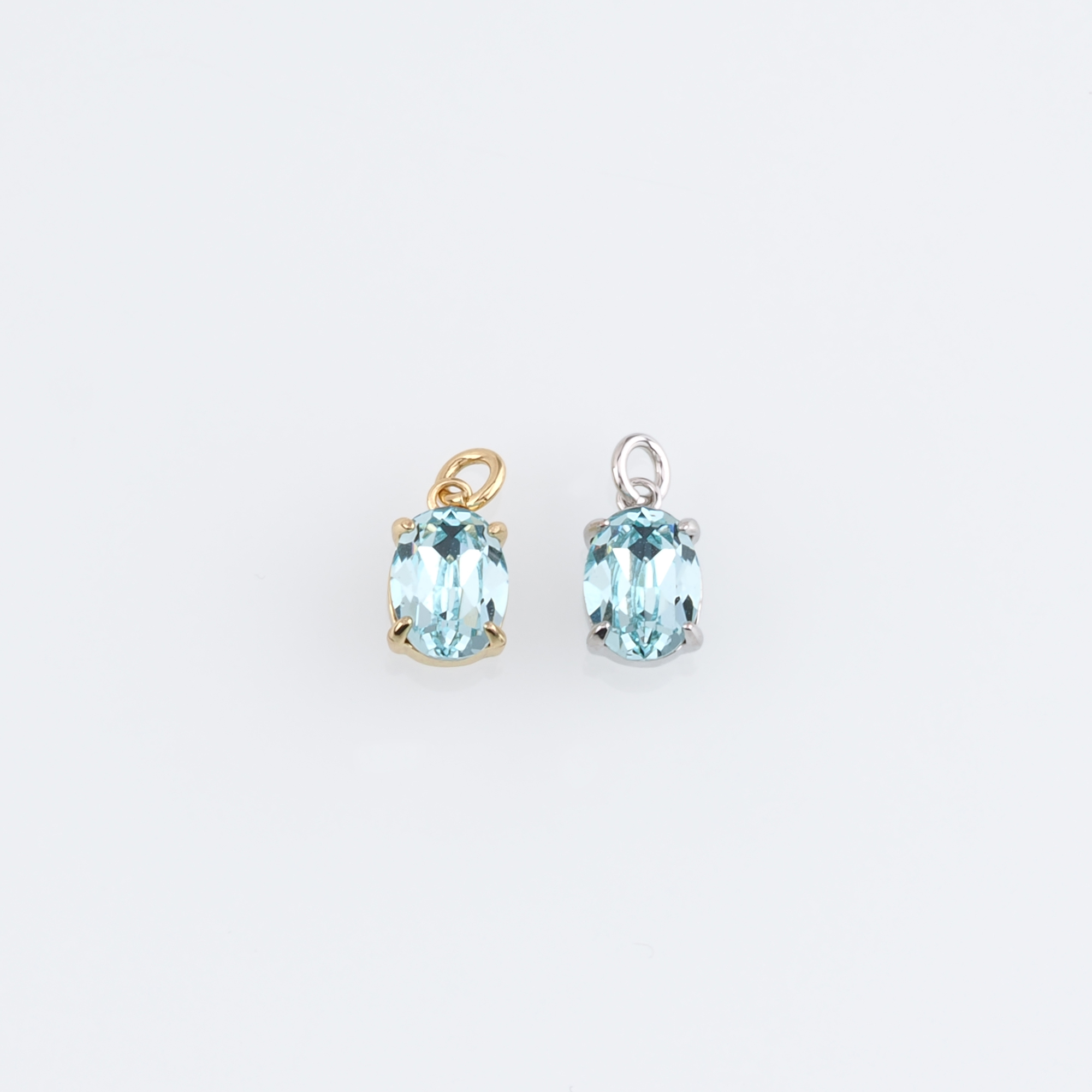 18K Gold Filled Oval Pendant,Crystal Oval Charm Earrings Necklace for DIY Jewelry Making Supply