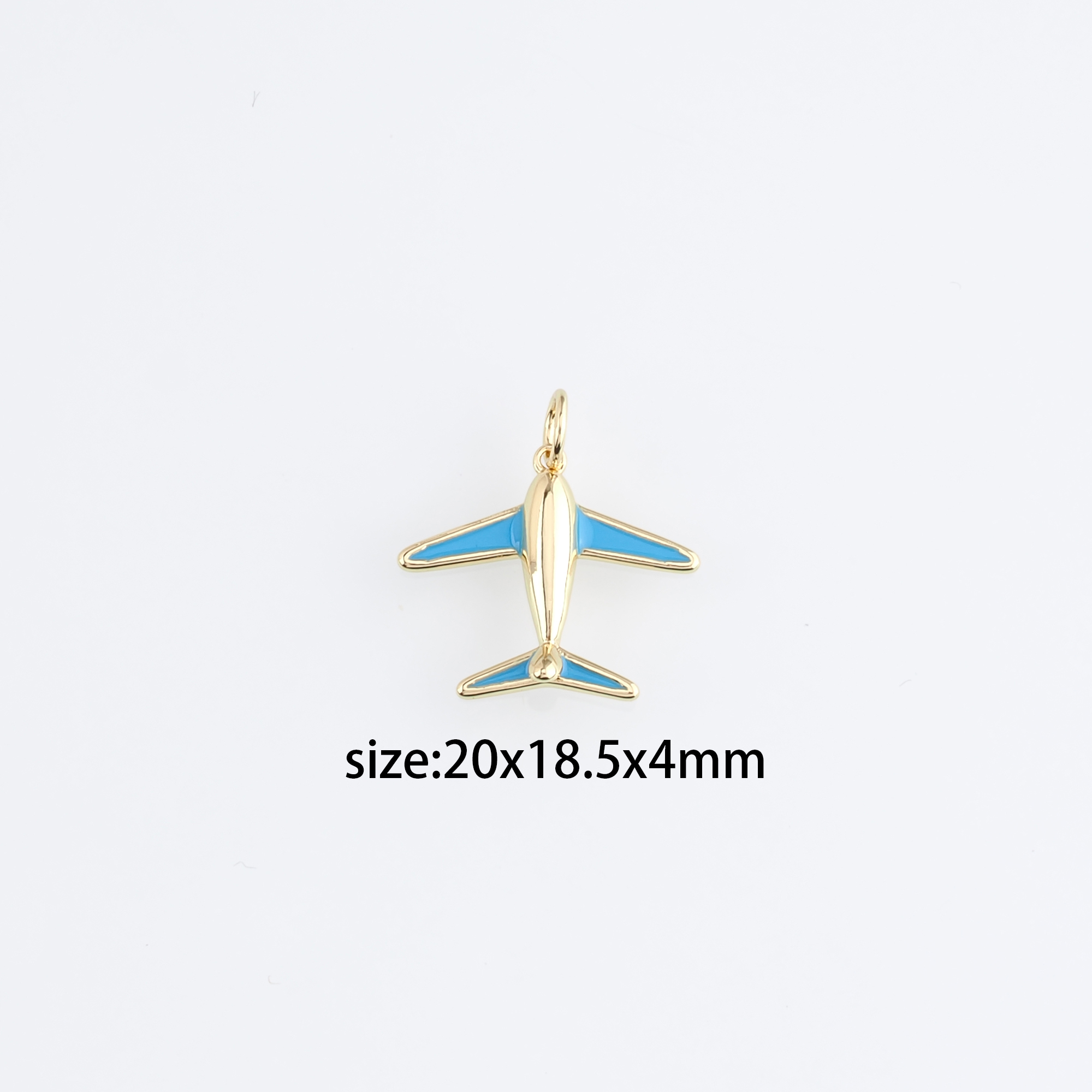 18K Gold Filled Airplane Pendant,Enamel Airplane Charm Earrings Necklace for DIY Jewelry Making Supply