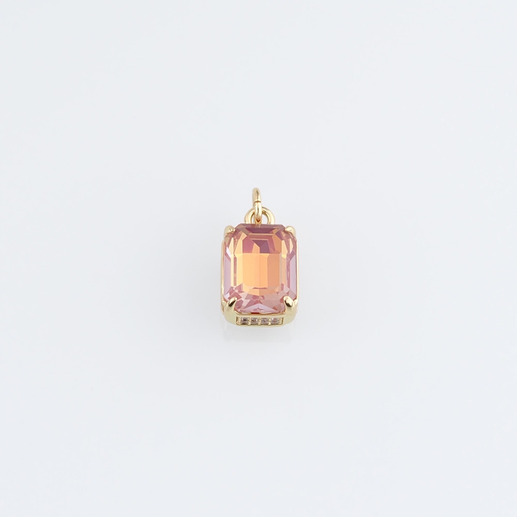 18K Gold Filled Rectangle Pendant,Crystal Rectangle Charm Earrings Necklace for DIY Jewelry Making Supply