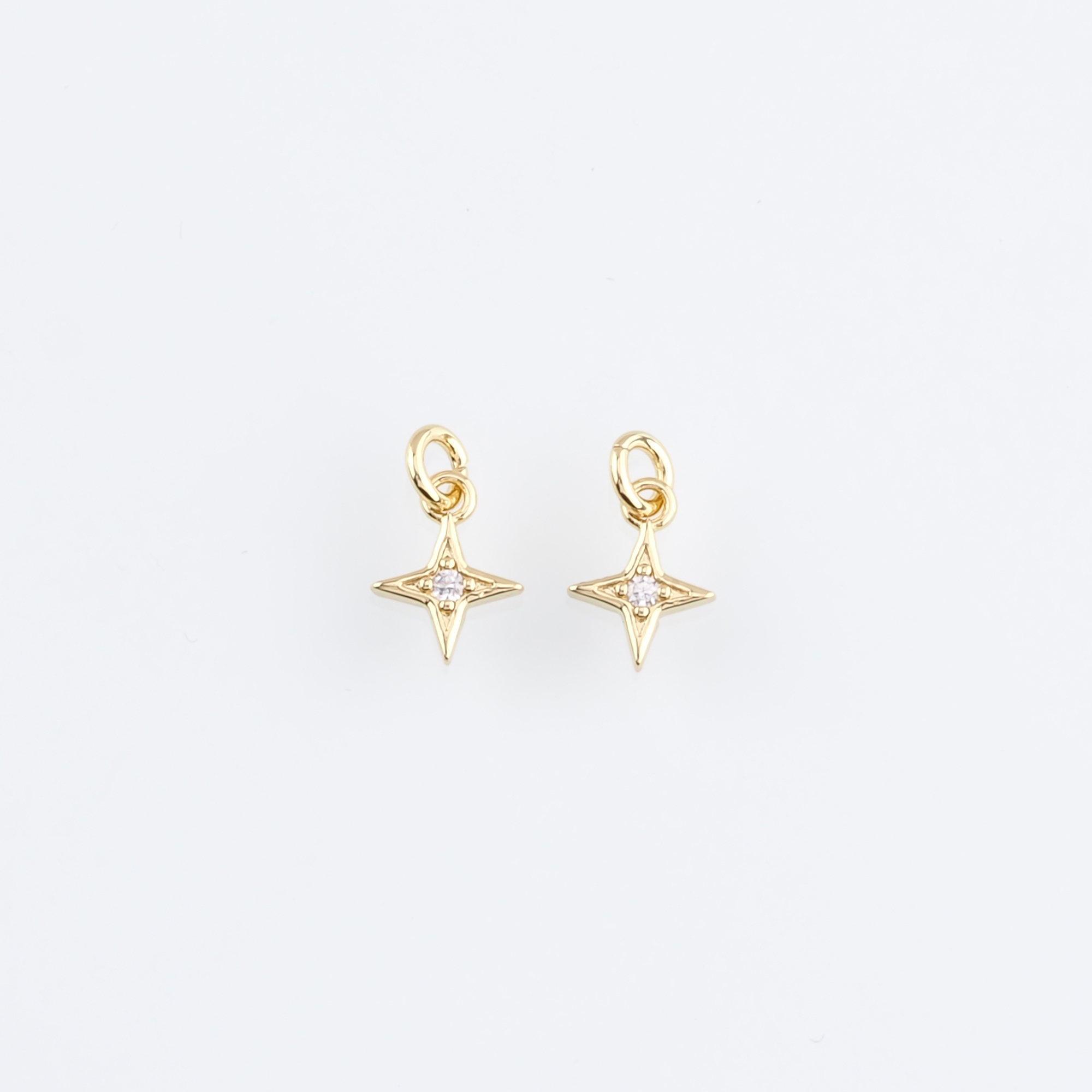 18K Gold Filled Tiny Star Pendant,Celestial Charm,CZ Micro Pave Star Earrings Necklace for DIY Jewelry Making Supply