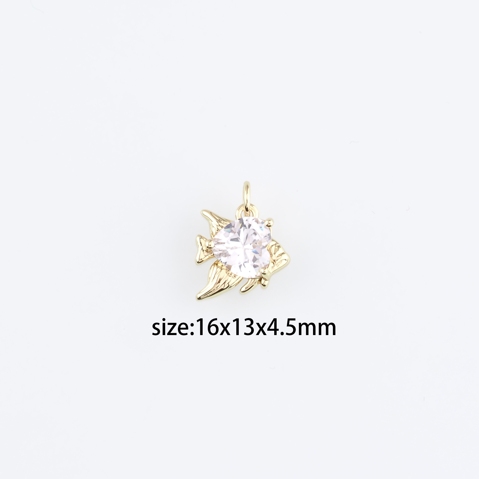 18K Gold Filled Fish Pendant,CZ Micro Pave Fish Charm Earrings Necklace for DIY Jewelry Making Supply