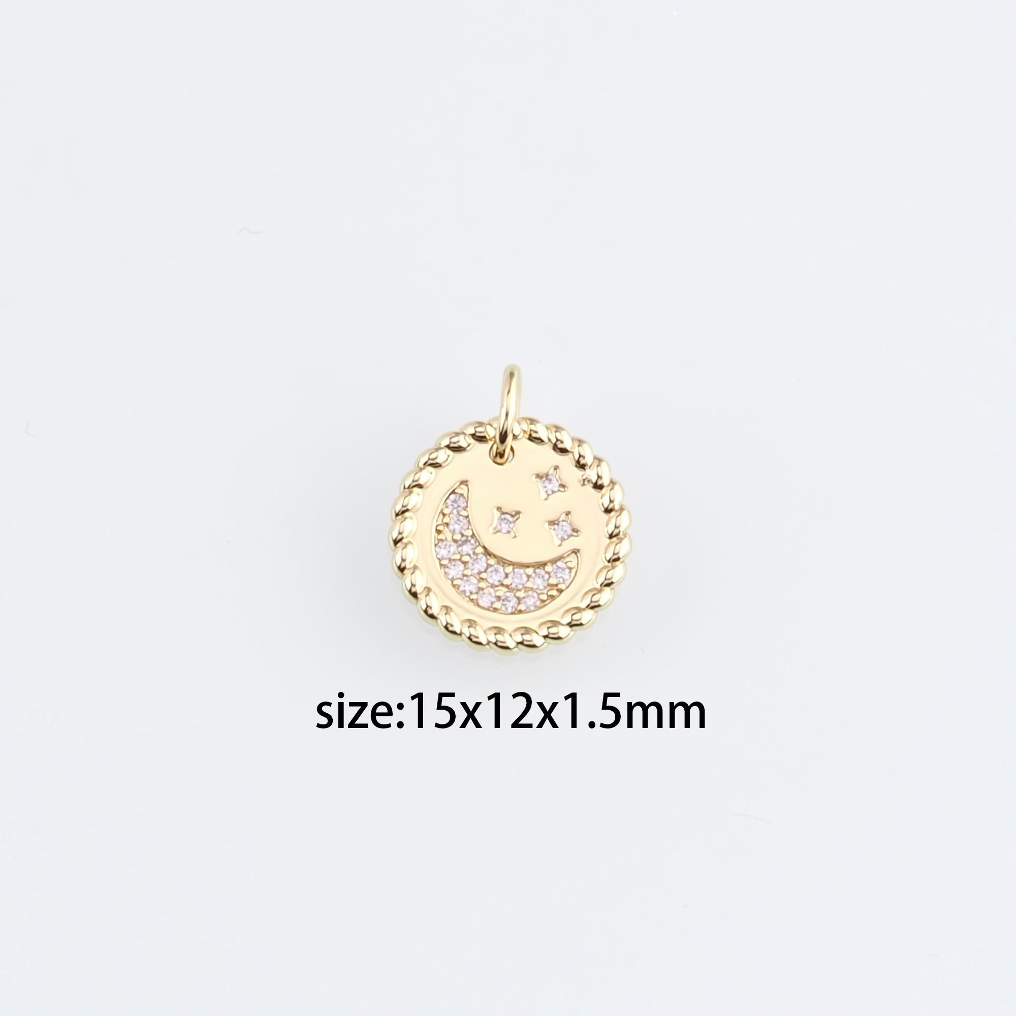 18K Gold Filled Moon Pendant,Celestial Charm,CZ Micro Pave Moon Earrings Necklace for DIY Jewelry Making Supply